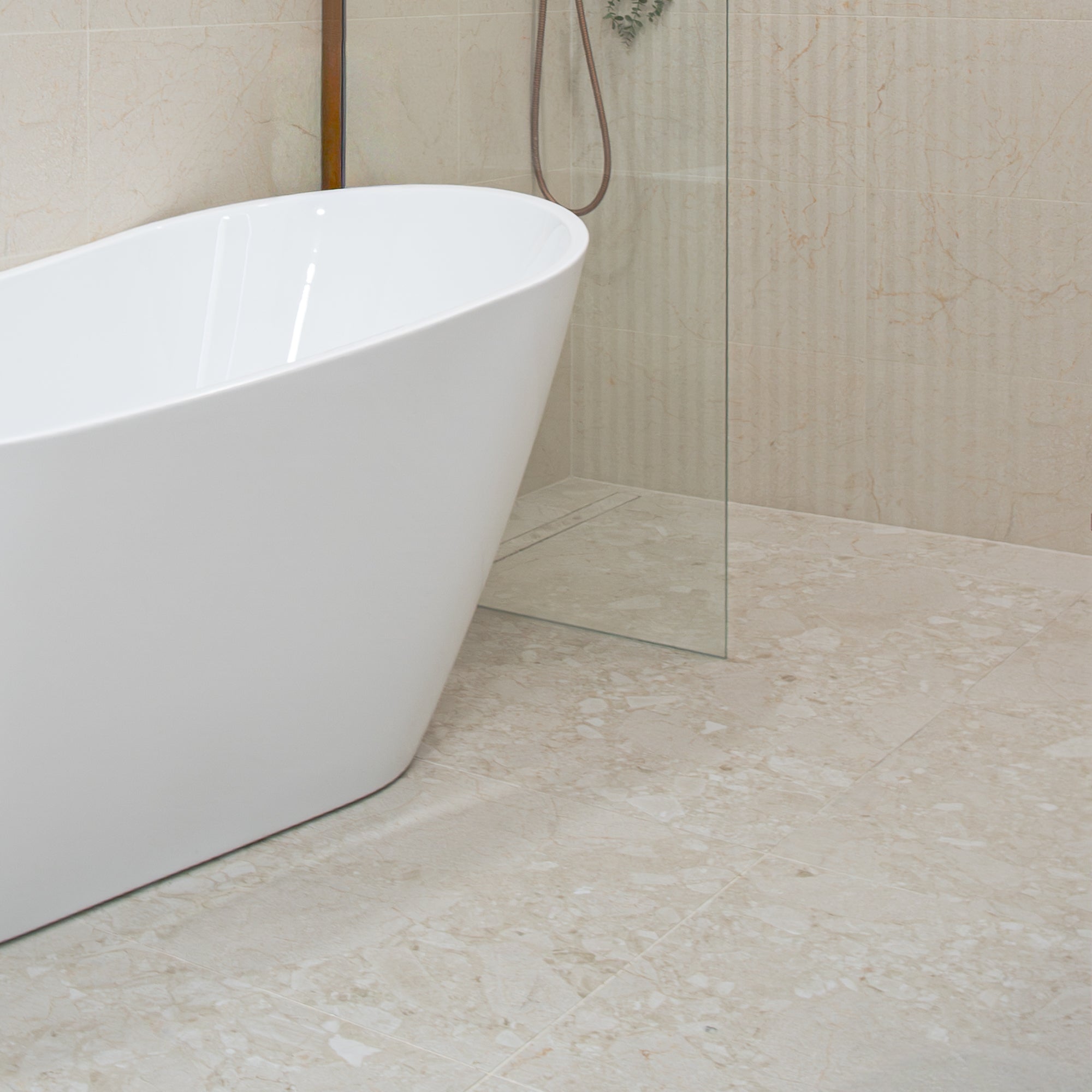 Cream-R Beach Stone Effect Porcelain Tile 60x120cm Matt