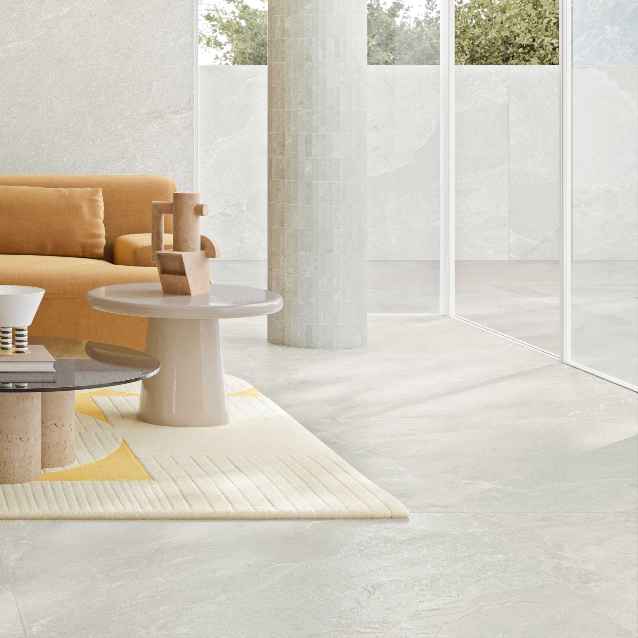 Ardesia Bianco Stone Effect Porcelain Tile 80x80cm Matt