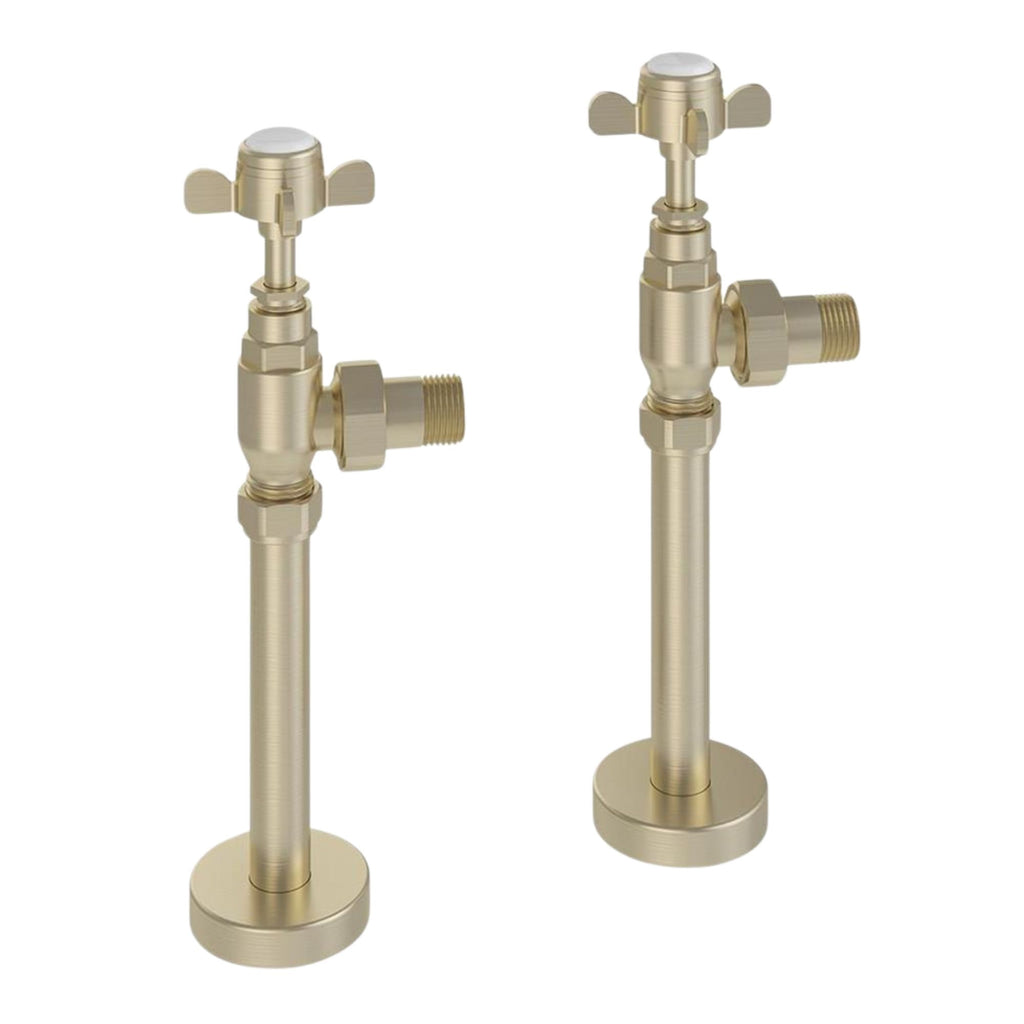 Ashbourne Traditional Angled Radiator Valves - Brushed Brass