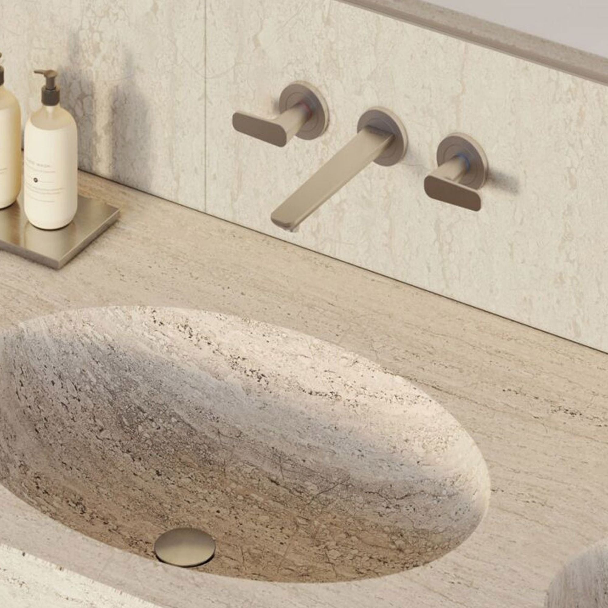 Axor Citterio C 3 Hole Wall Mounted Basin Mixer Tap With Waste Cubic Cut