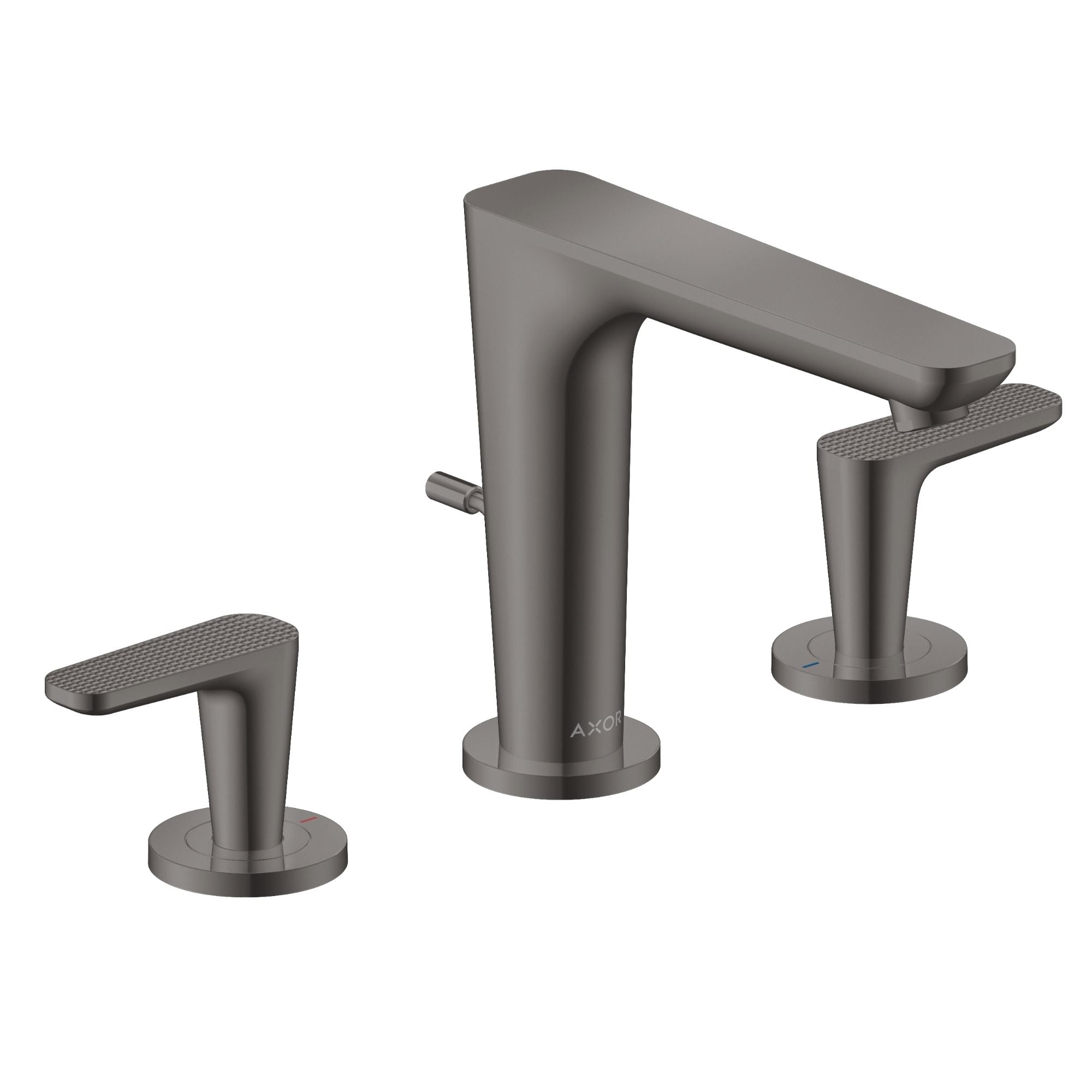 Axor Citterio C 3 Hole Deck Mounted Basin Mixer Tap With Waste Cubic Cut Polished Black Chrome