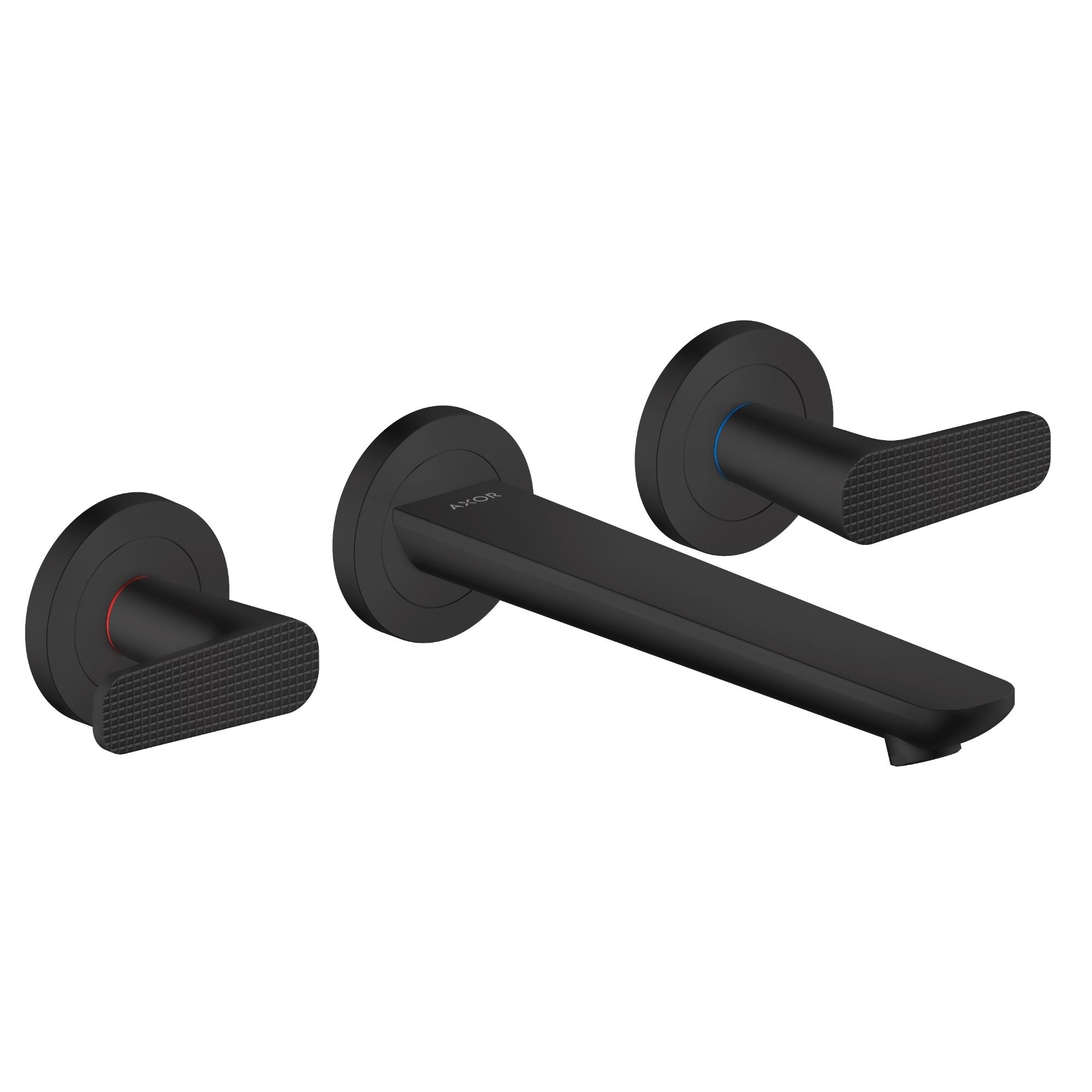 Axor Citterio C 3 Hole Wall Mounted Basin Mixer Tap With Waste Cubic Cut Matt Black