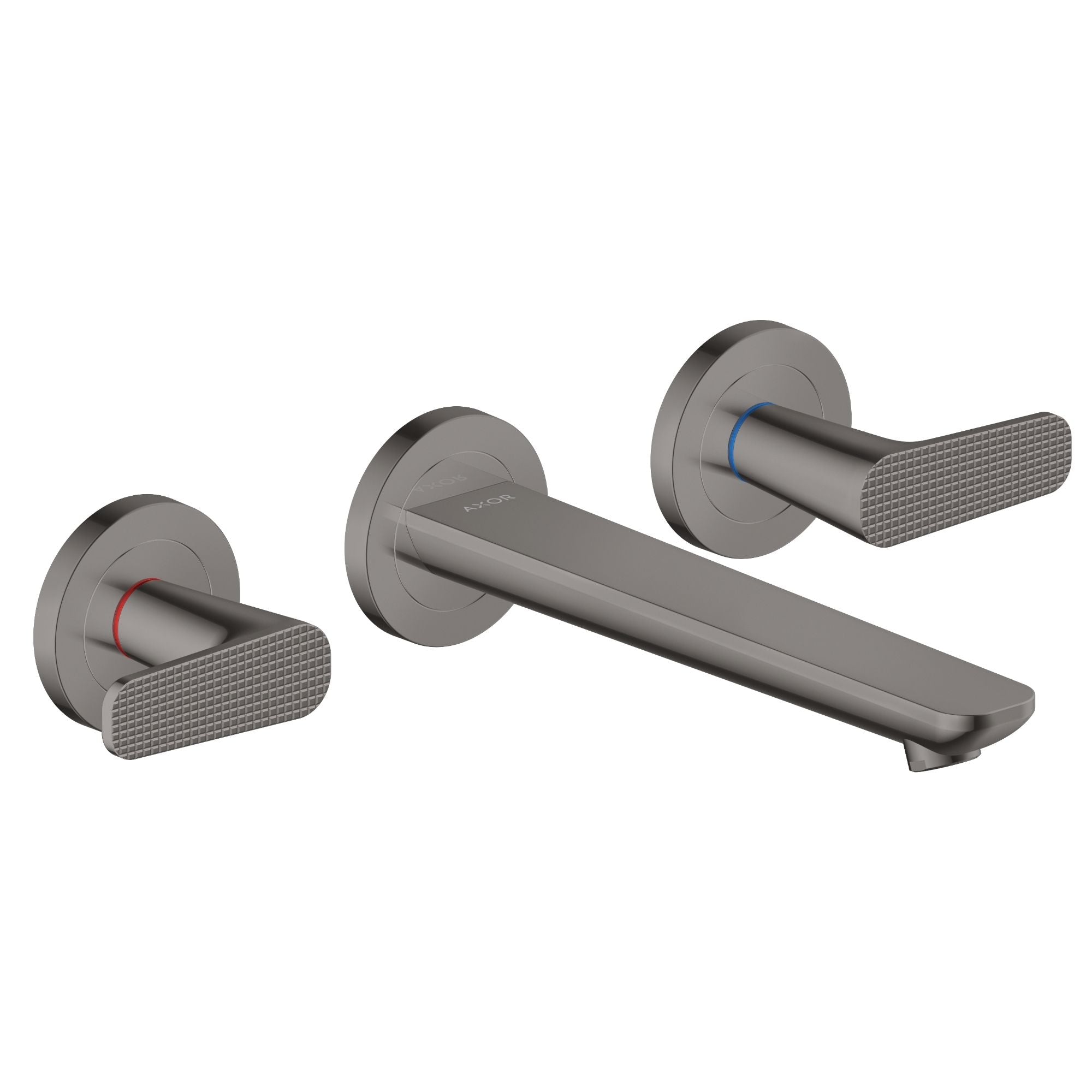 Axor Citterio C 3 Hole Wall Mounted Basin Mixer Tap With Waste Cubic Cut Polished Black Chrome