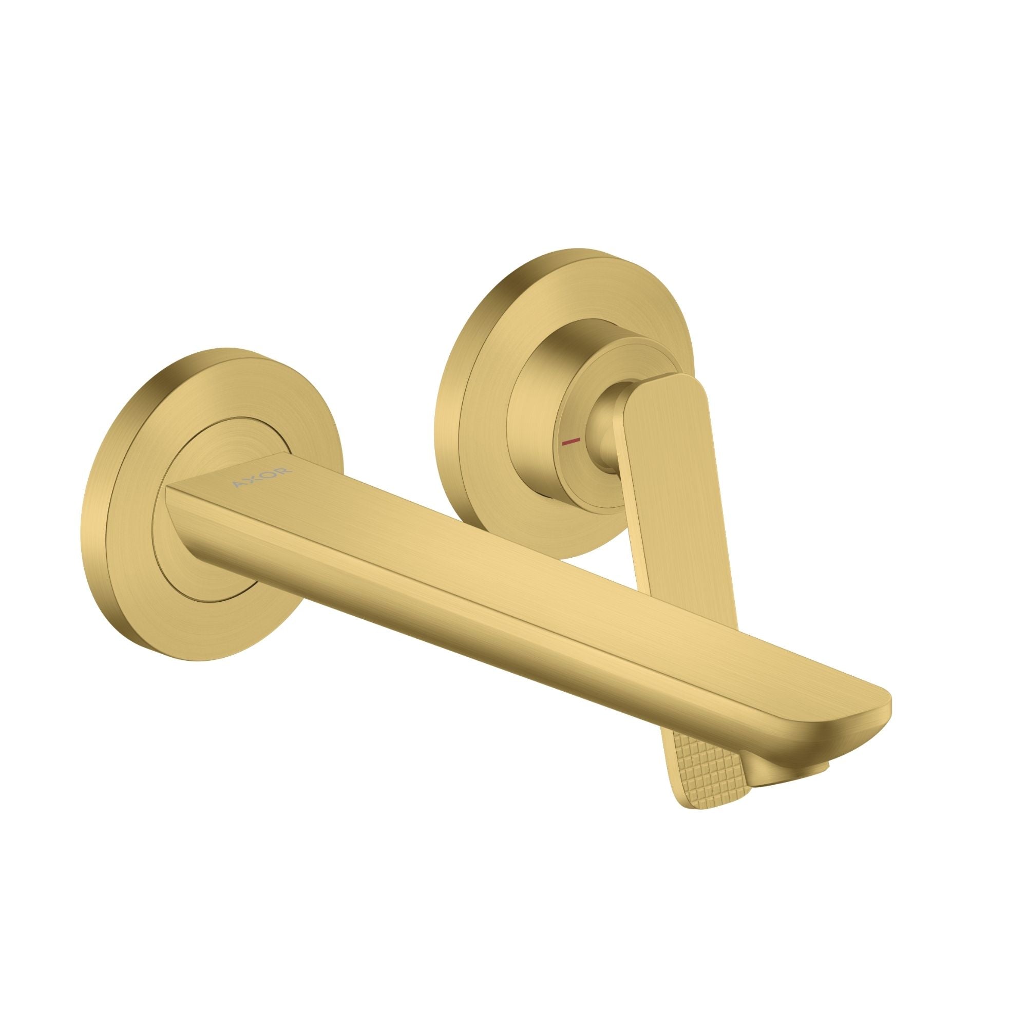 Axor Citterio C Wall Mounted 2 Hole Basin Mixer Tap Cubic Cut Brushed Brass