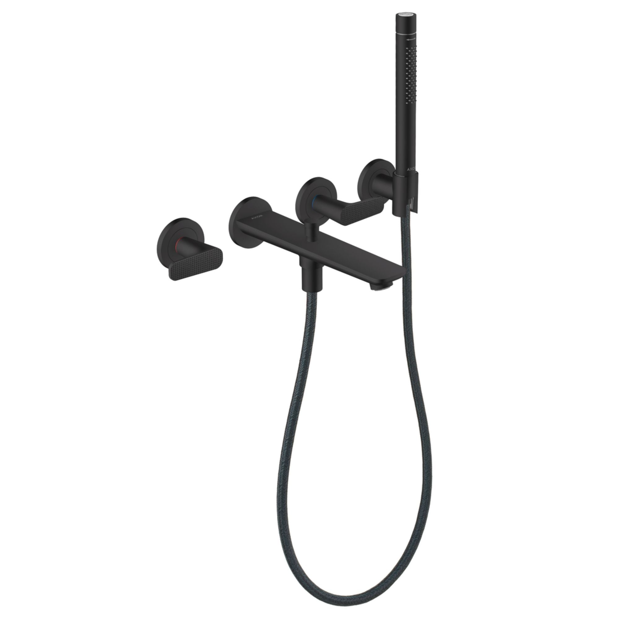 Axor Citterio C Wall Mounted 3 Hole Bath Shower Mixer With Handset Cubic Cut Matt Black