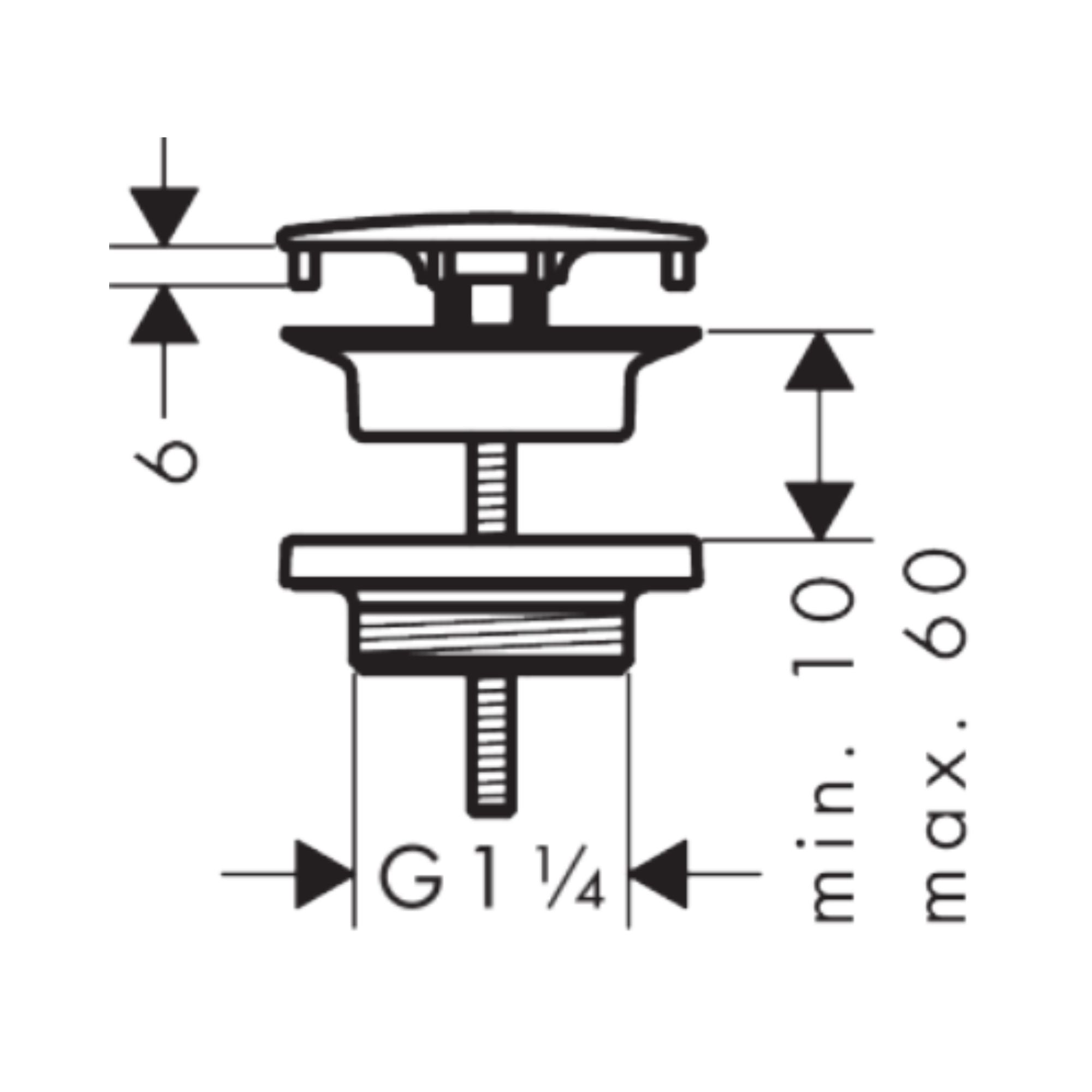 Axor Click-Clack Push Button Basin Waste Technical Drawing