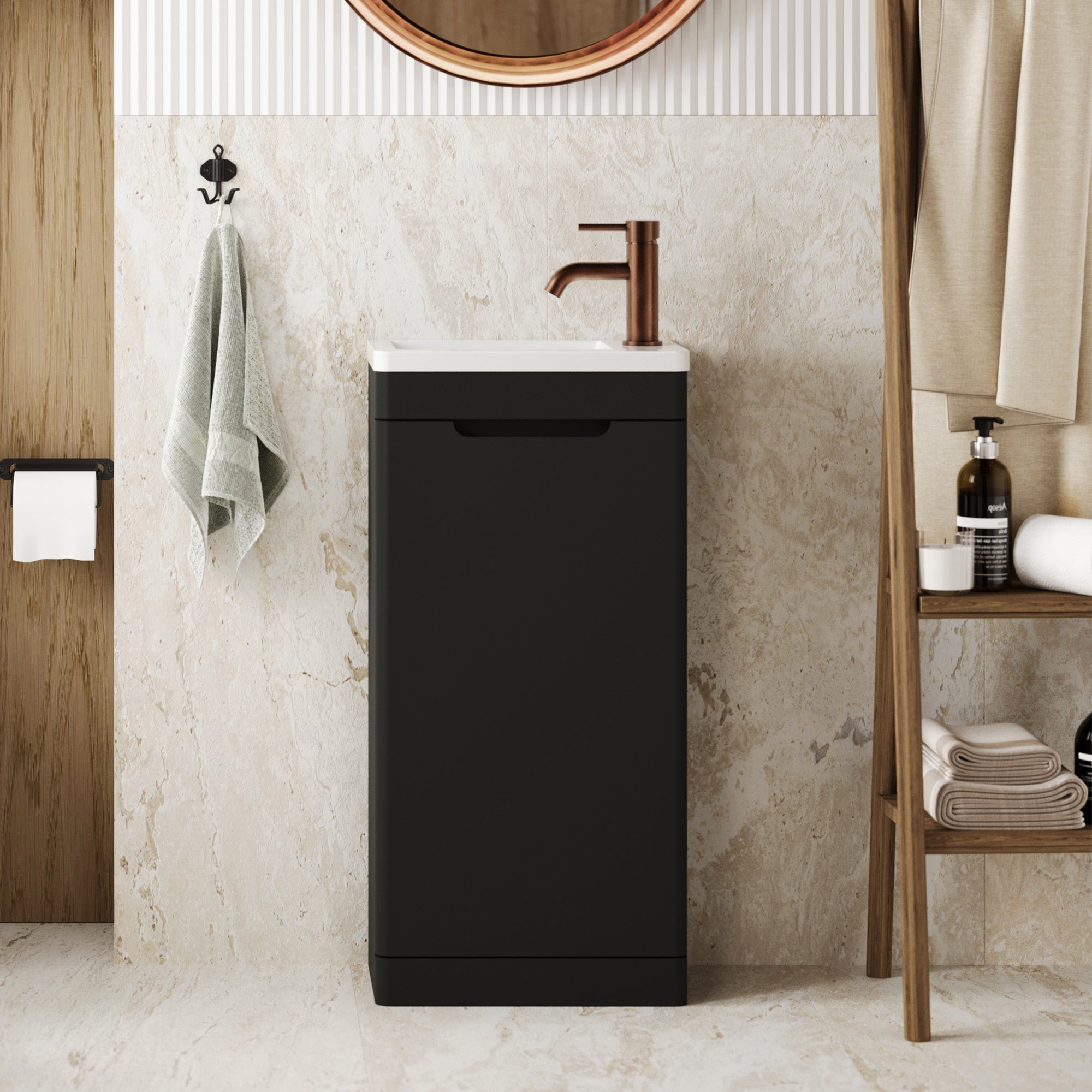 ayr 400mm floorstanding cloakroom vanity unit black