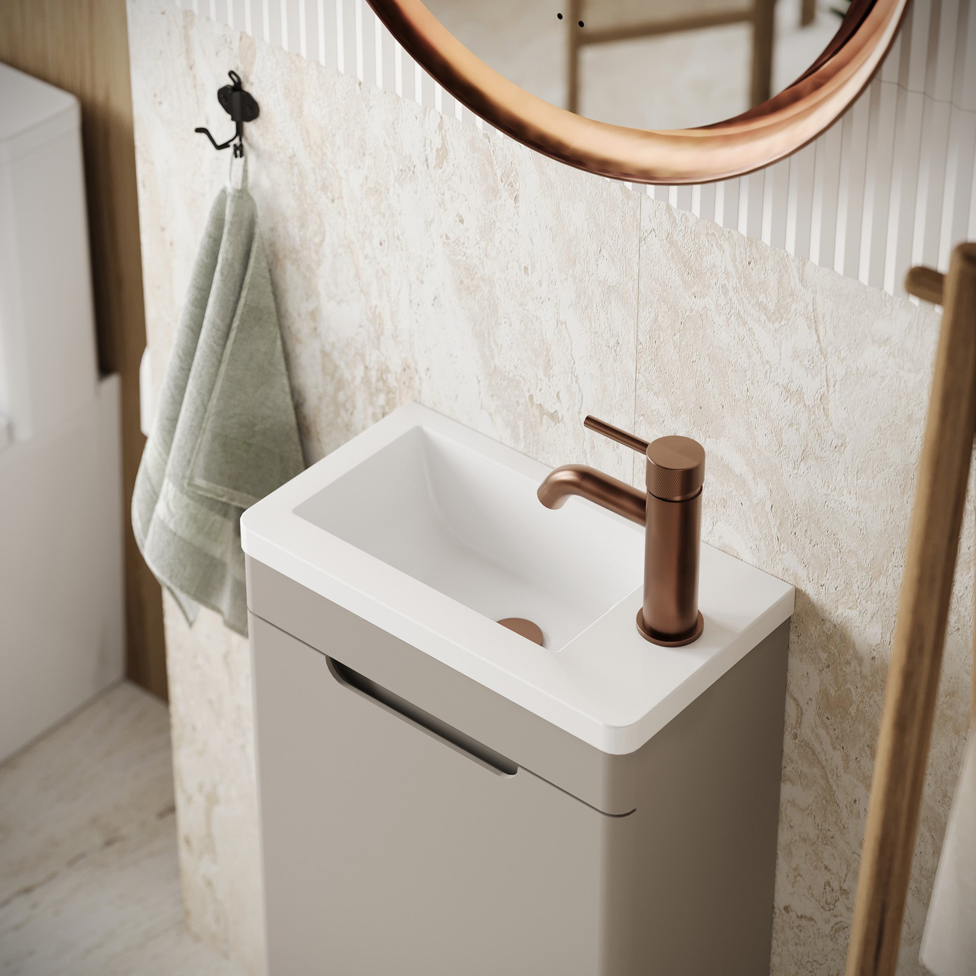 ayr 400mm floorstanding cloakroom vanity unit soft coffee
