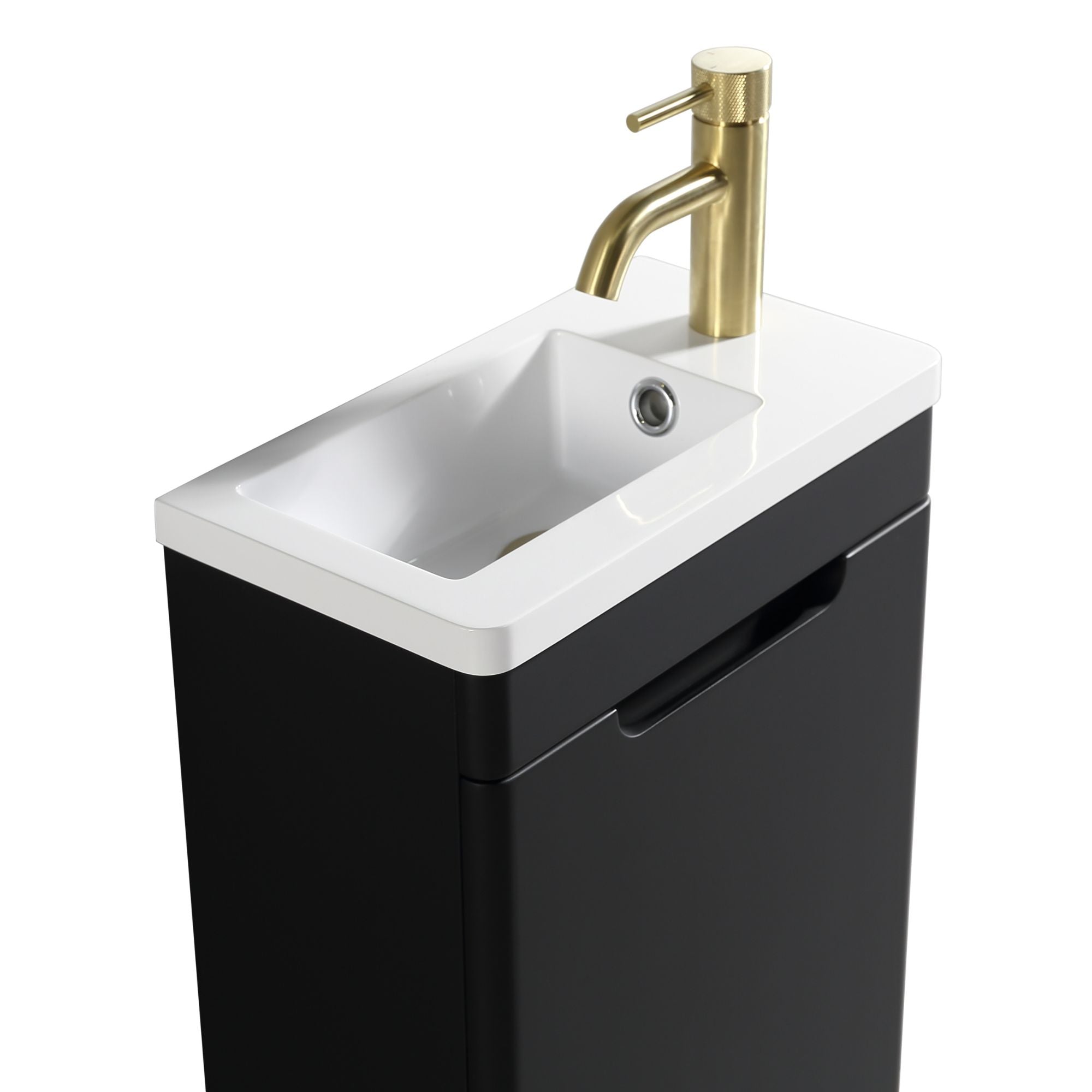 Ayr 400mm Floorstanding Cloakroom Vanity Unit With Composite Basin Silk Black Deluxe Bathrooms