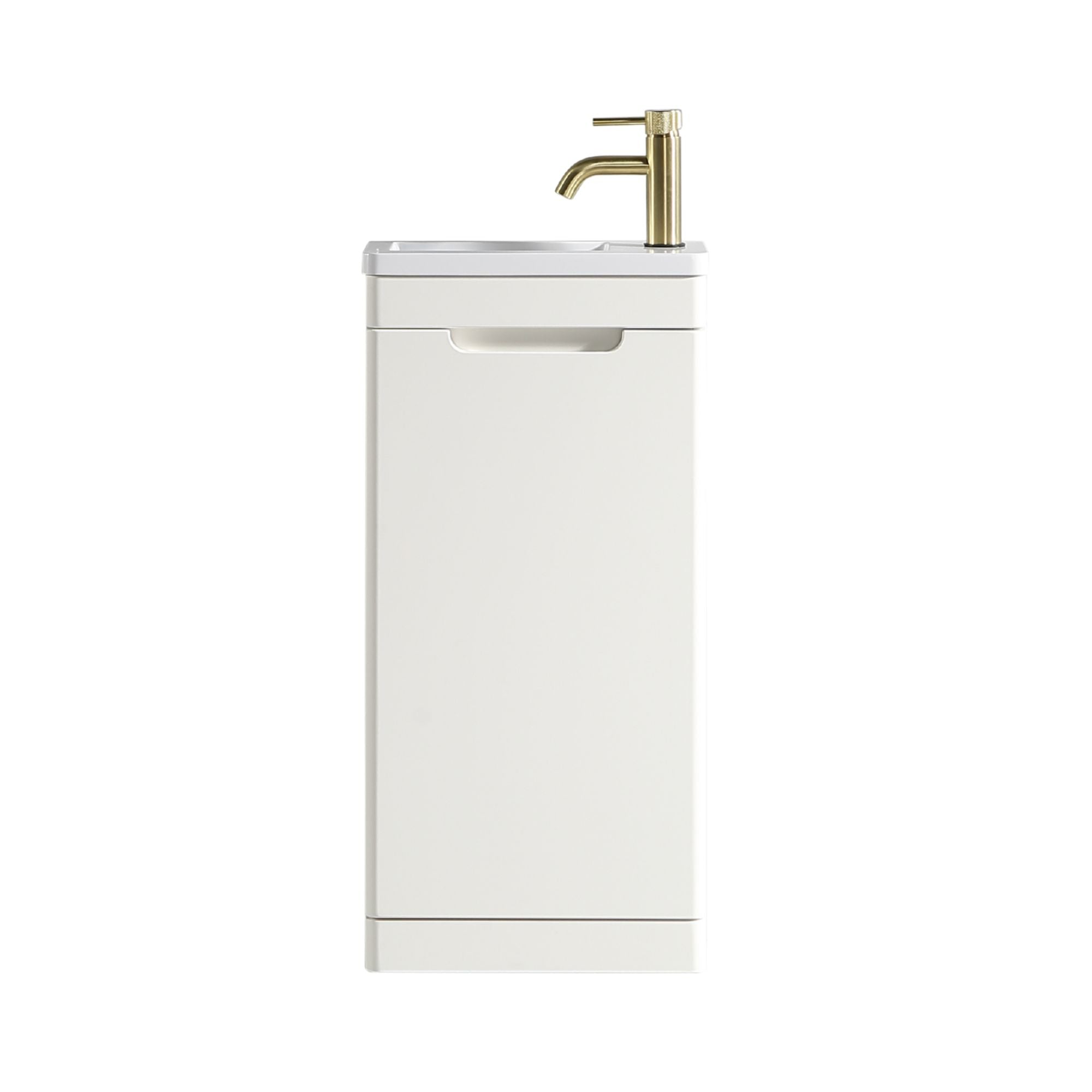 Ayr 400mm Floorstanding Cloakroom Vanity Unit With Composite Basin Silk White Deluxe Bathrooms