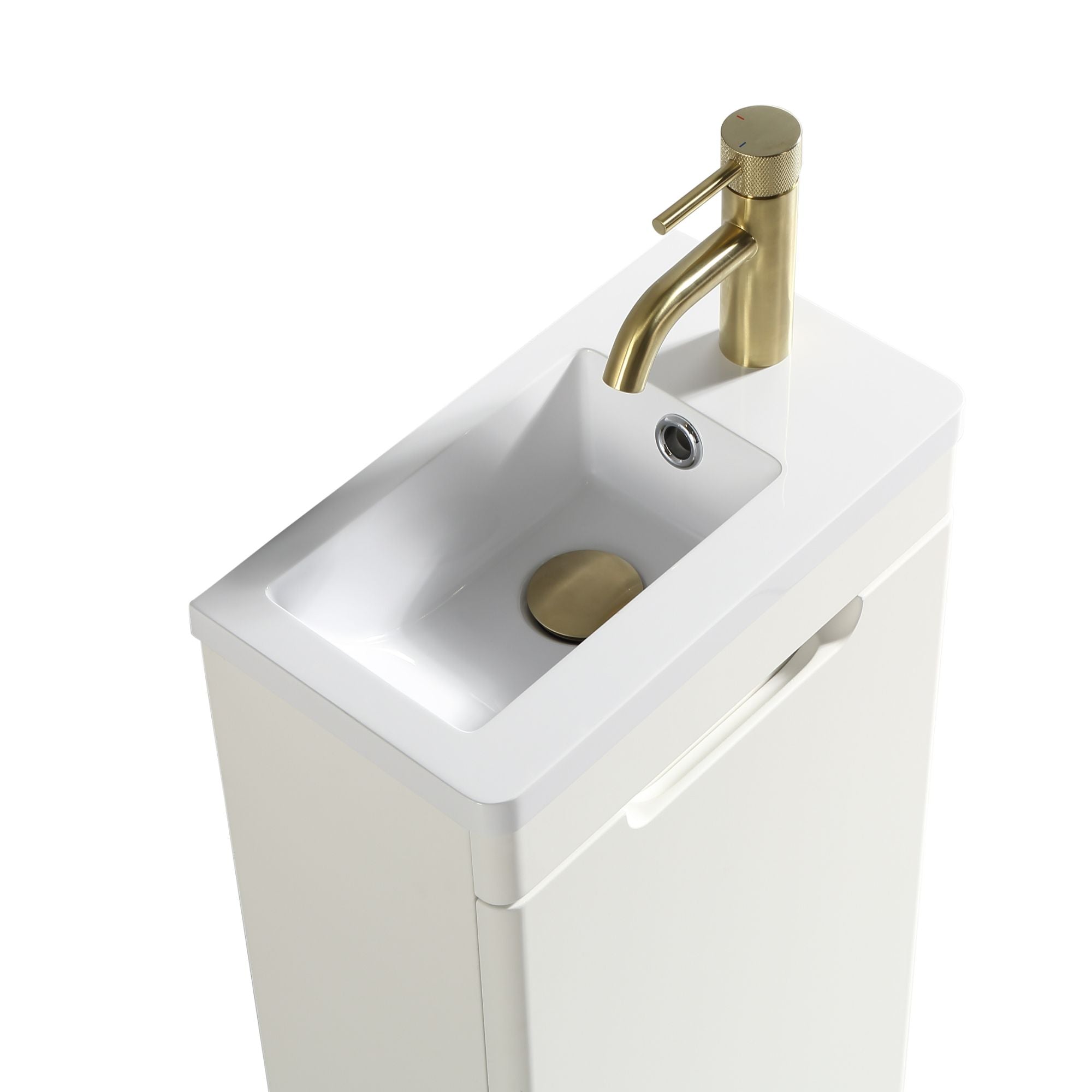 Ayr 400mm Floorstanding Cloakroom Vanity Unit With Composite Basin Silk White Deluxe Bathrooms