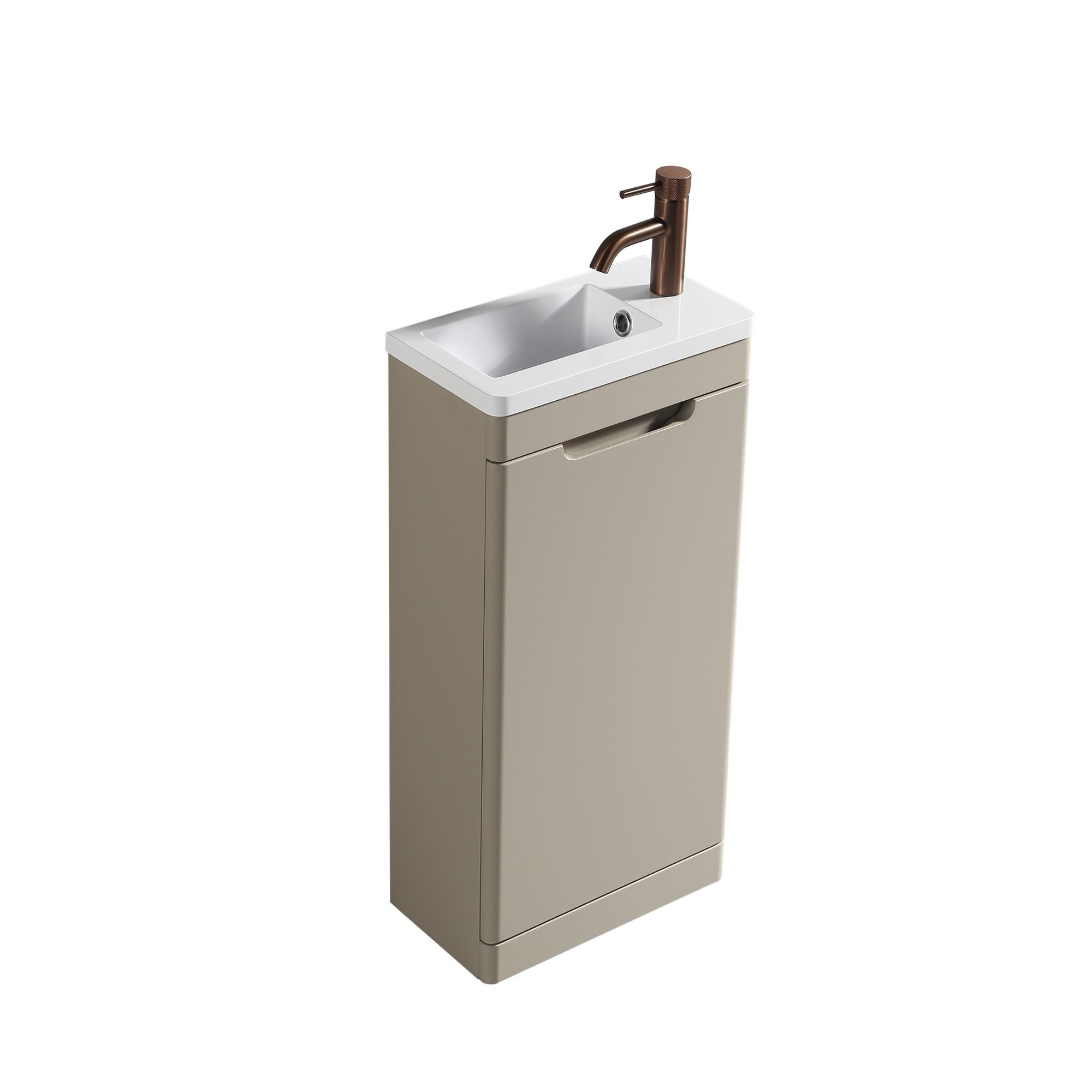 Ayr 400mm Floorstanding Cloakroom Vanity Unit With Composite Basin Soft Coffee Deluxe Bathrooms