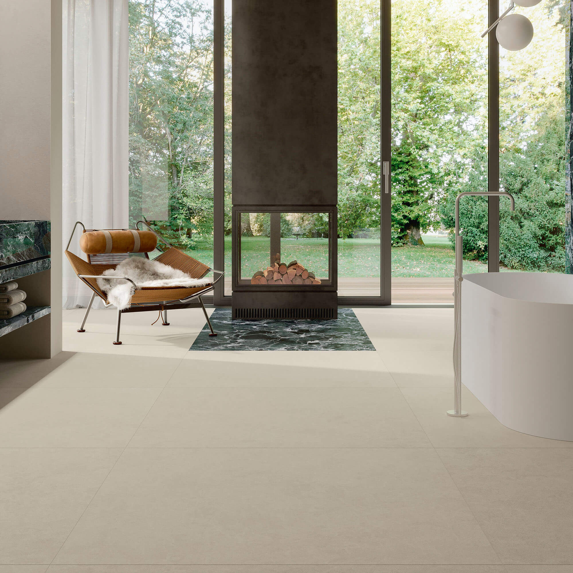 balance ivory concrete effect porcelain tile 60x120cm matt