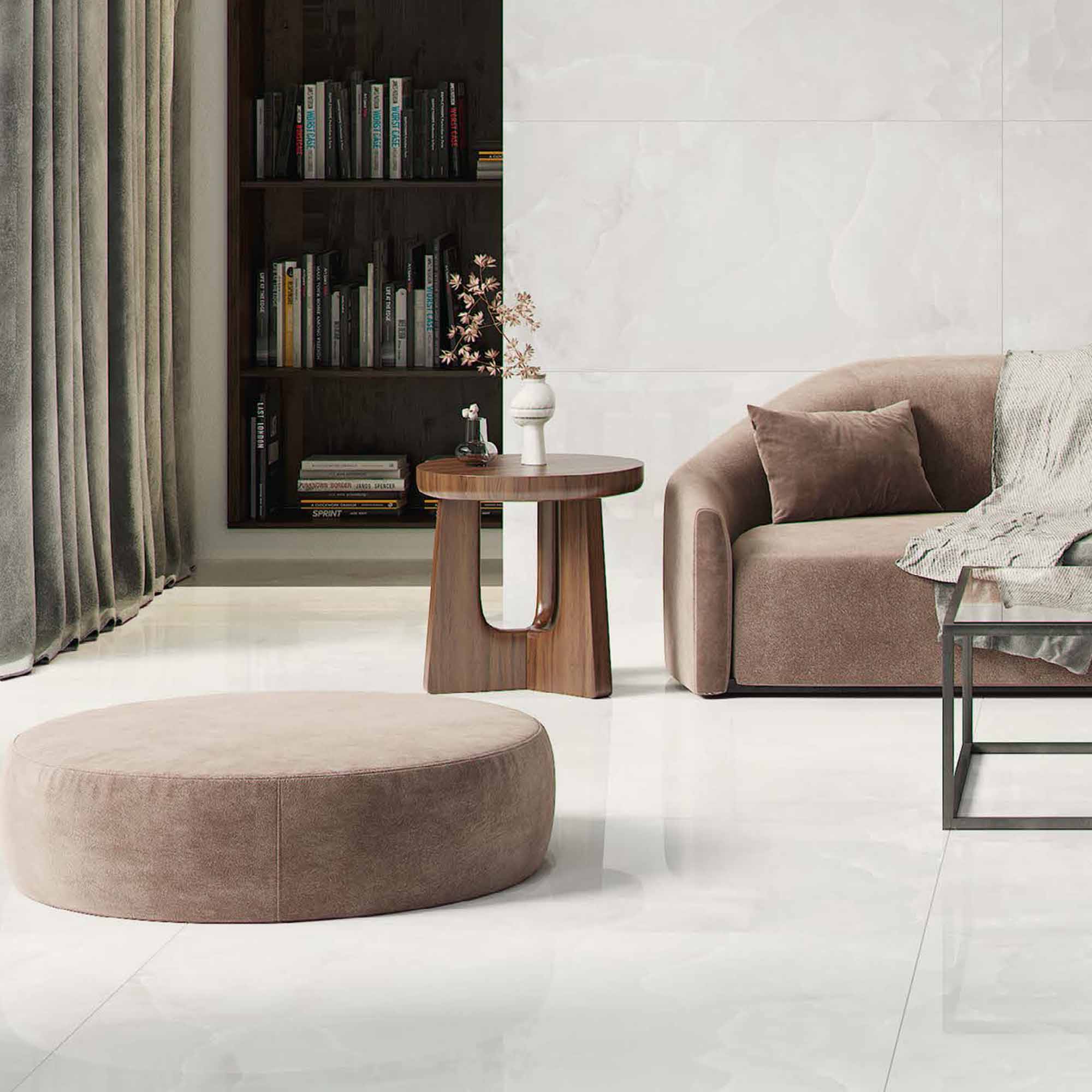 basque white marble effect porcelain tile 60x120cm matt