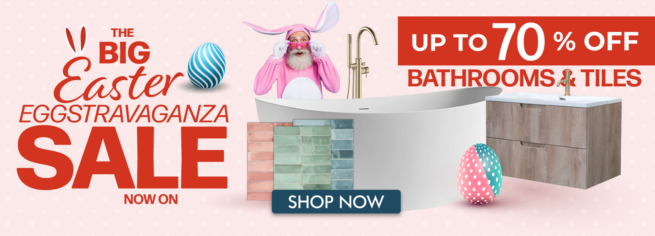 UP TO 70% OFF BATHROOM AND TILE easter SALE BANNER