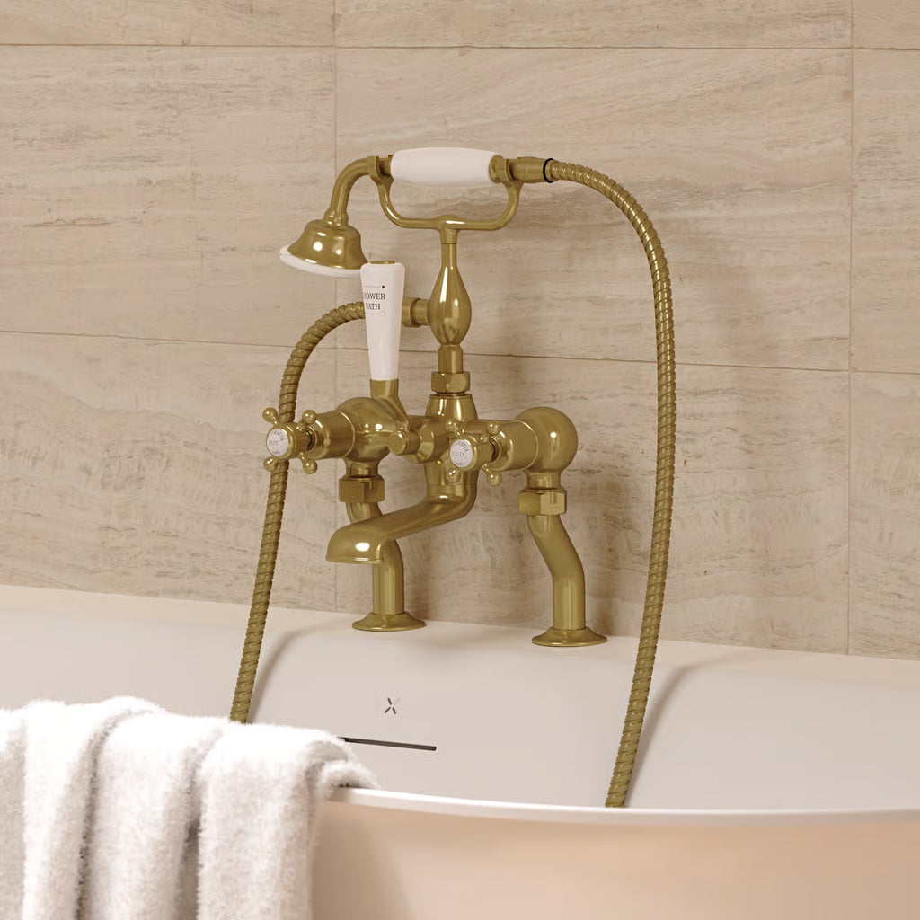 Belgravia bath-shower mixer in brushed-brass