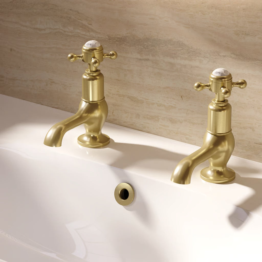Belgravia crosshead cloakroom basin taps in brushed brass