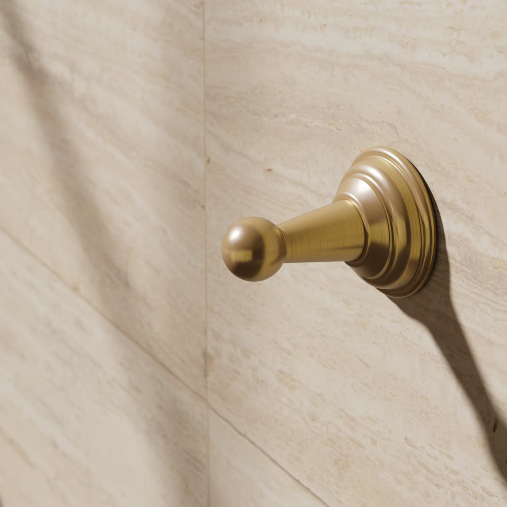Belgravia single robe hook in brushed brass