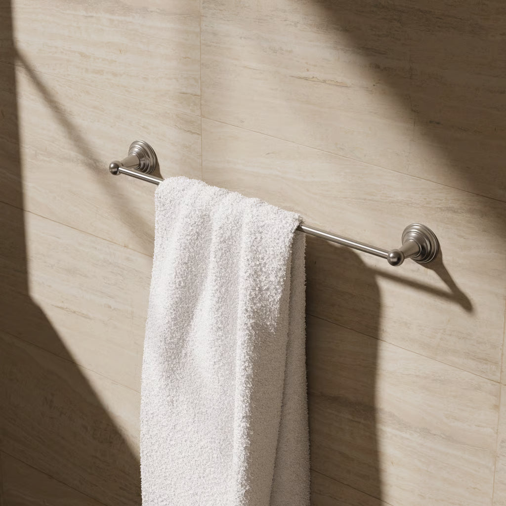 Belgravia single towel rail in brushed nickel