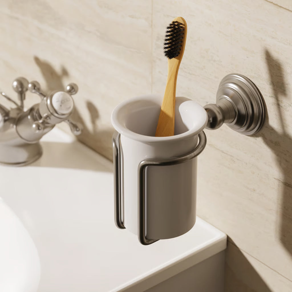 Belgravia toothbrush holder in brushed nickel