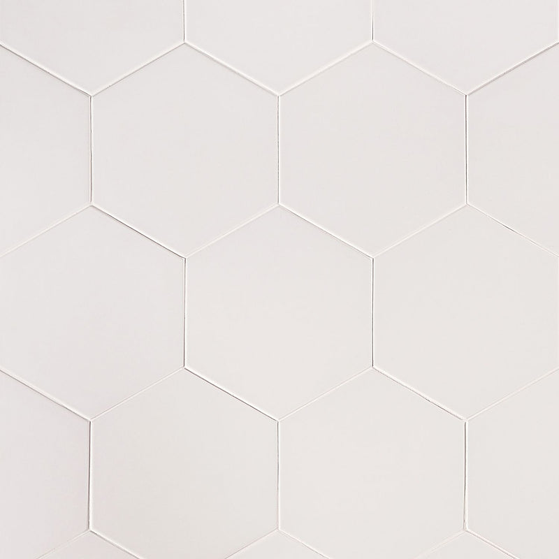 Deluxe Lilypad Base Blanco Hex Porcelain Tile 23x20cm Matt