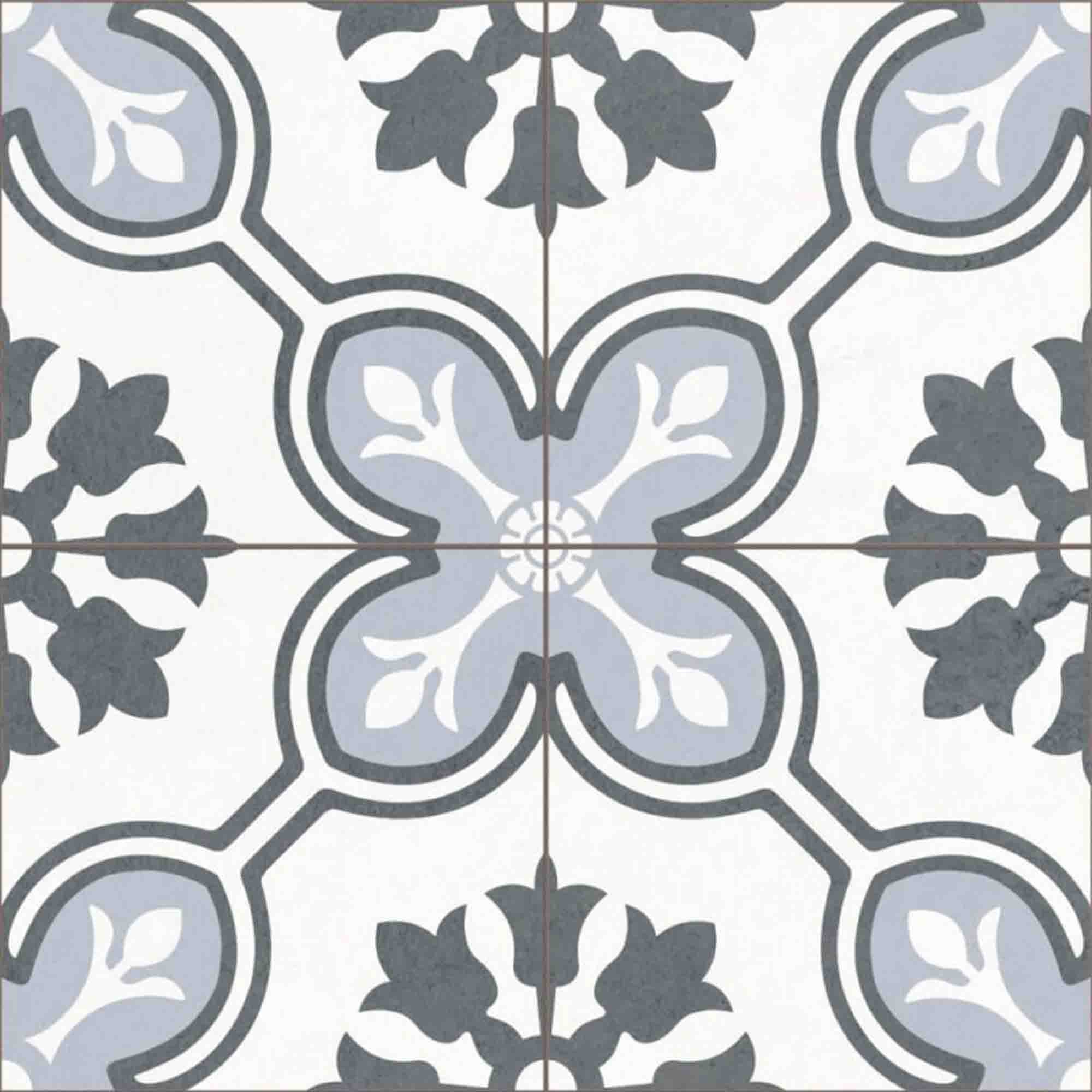 bordeaux blue pattern porcelain tile matt 45x45cm