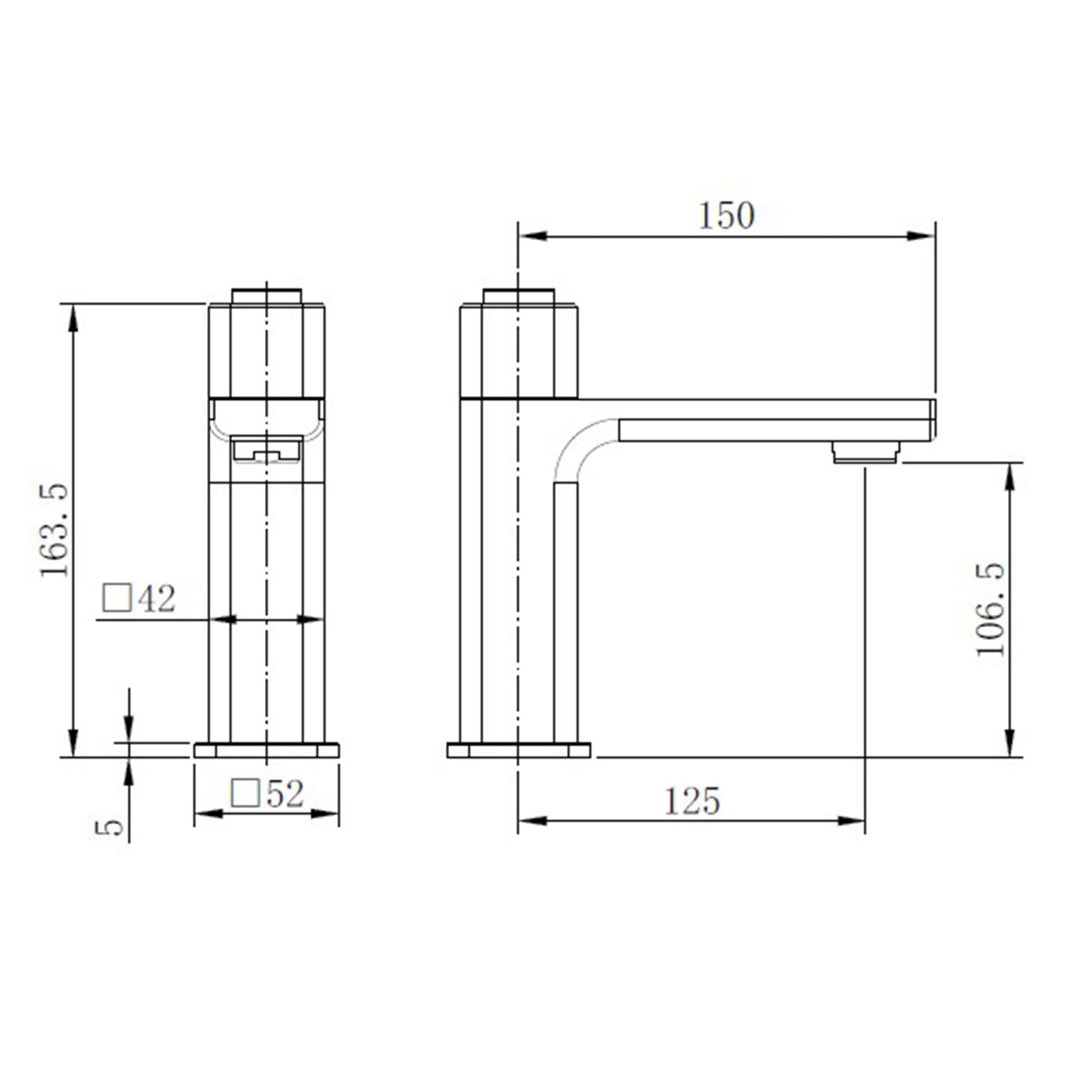brisbane square push button basin mixer dimensions