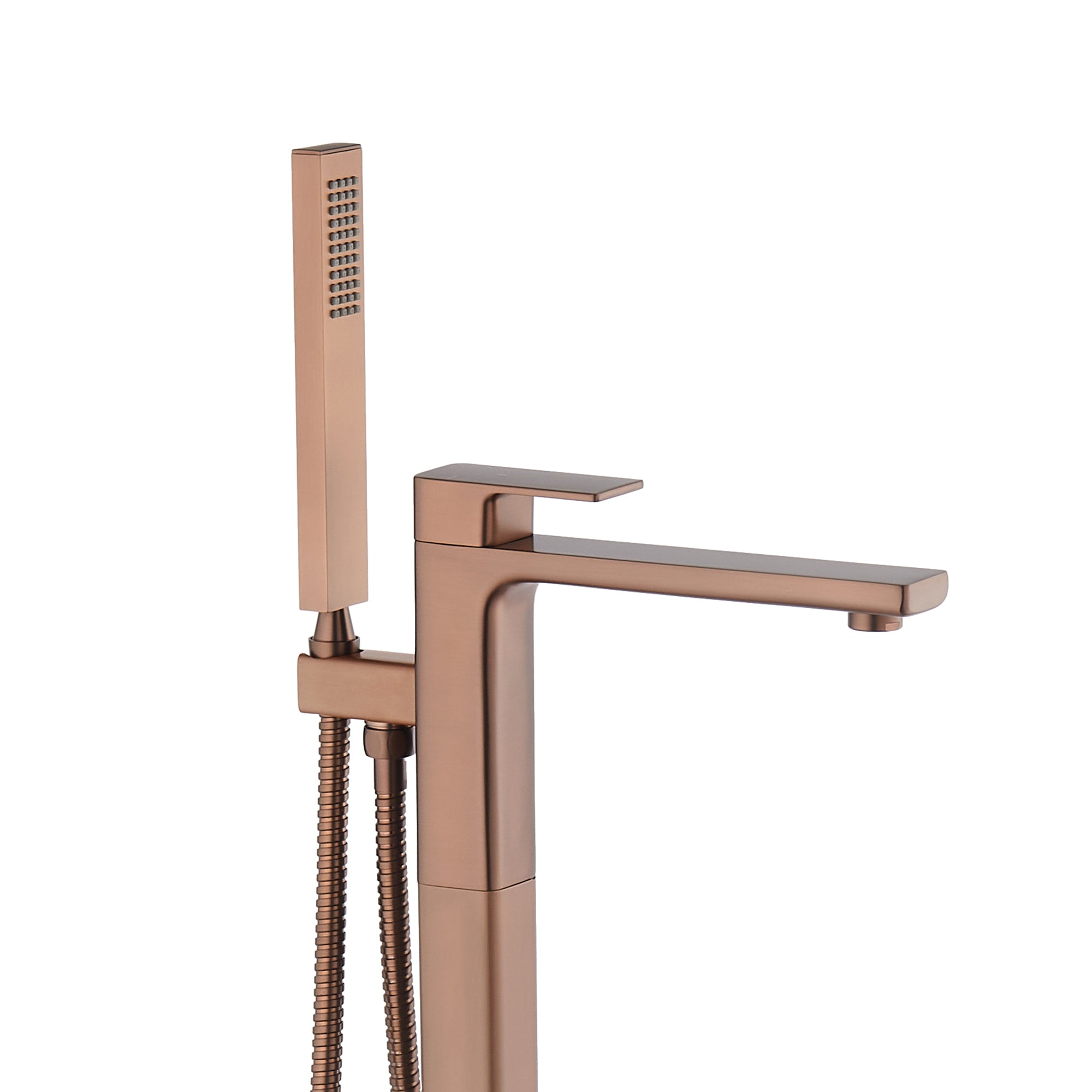 brisbane square single lever floorstanding bath shower mixer close up brushed bronze