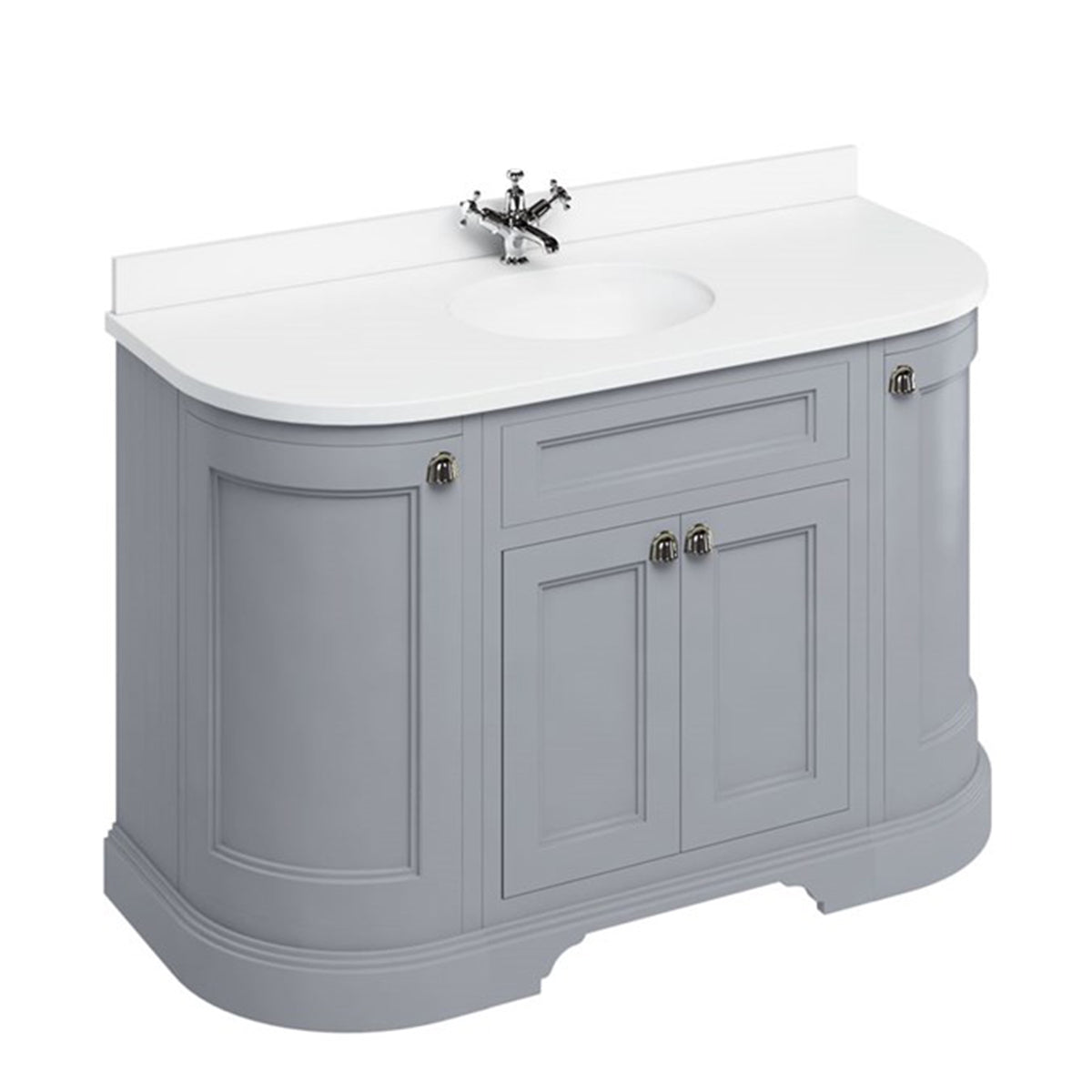 Burlington 1340 Freestanding 4-Door Curved Vanity Unit With Worktop and Basin