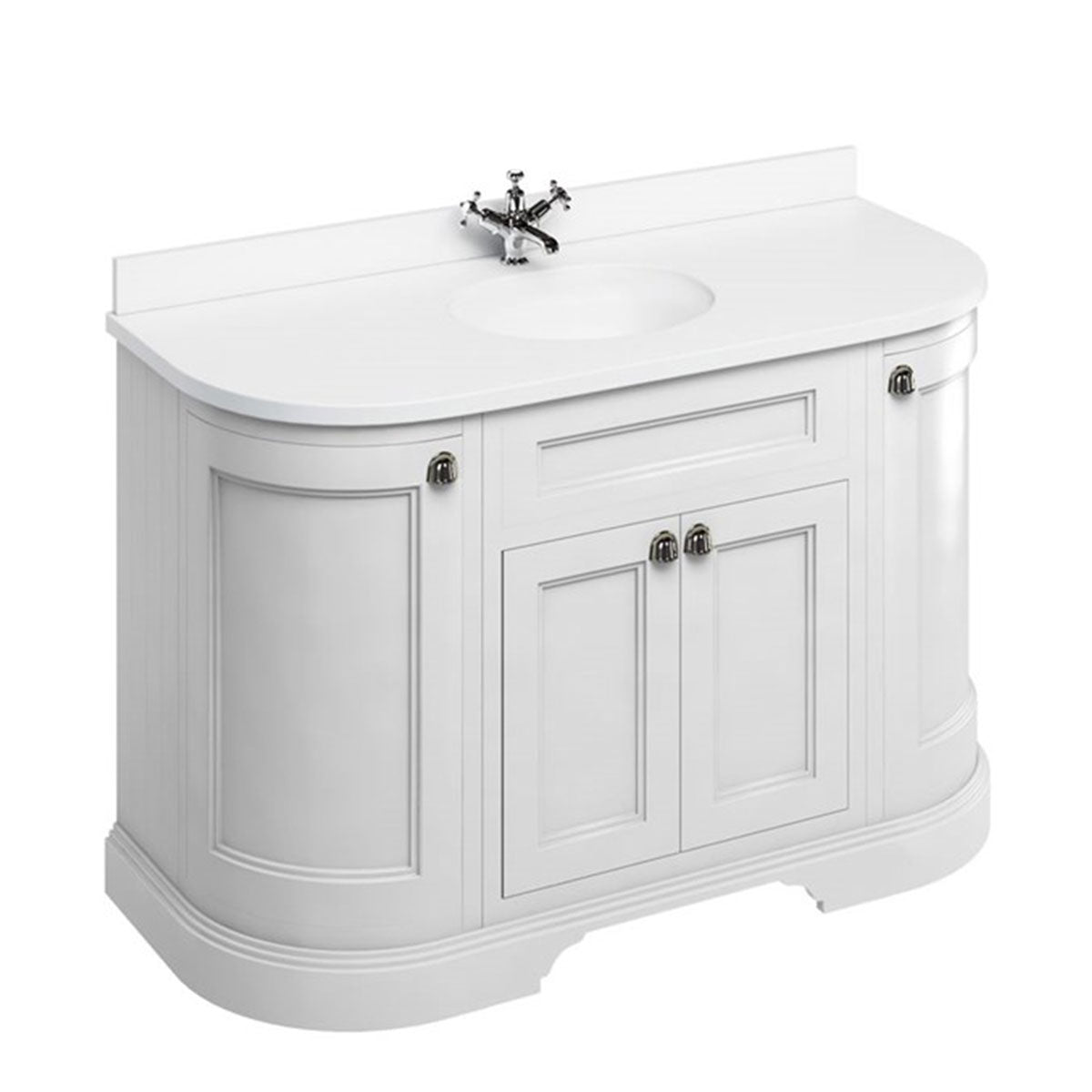 Burlington 1340 Freestanding 4-Door Curved Vanity Unit With Worktop and Basin