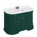 burlington 1340 freestanding 4 door curved vanity unit with carrara marble worktop and basin matt green