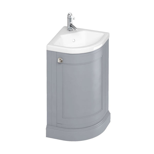 burlington 43 freestanding cloakroom corner vanity unit with basin classic grey