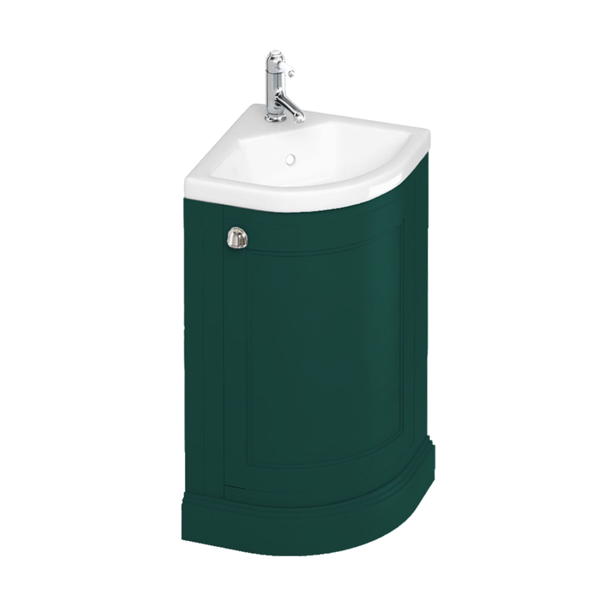 burlington 43 freestanding cloakroom corner vanity unit with basin matt green