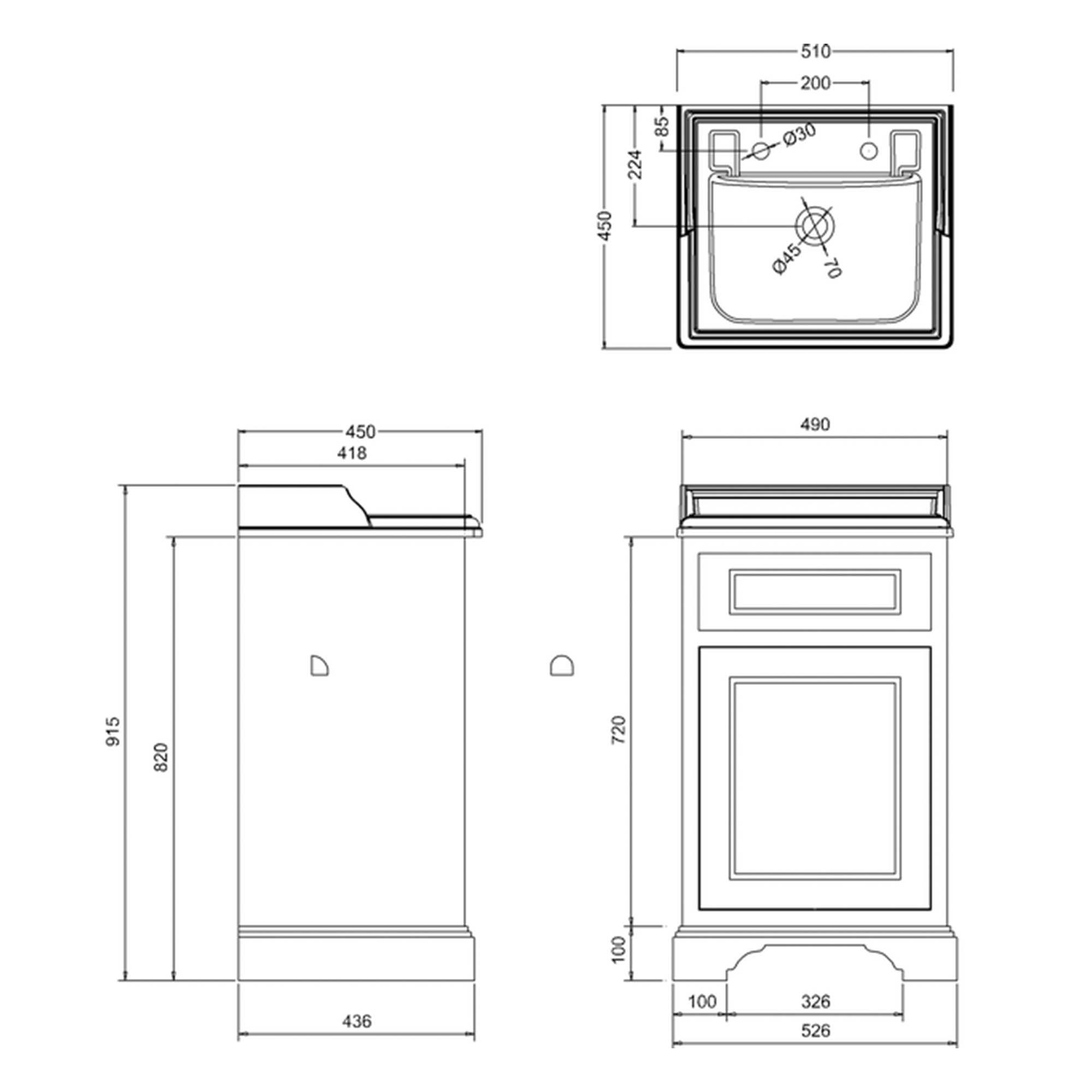 burlington 50 freestanding cloakroom vanity unit with basin dimensions