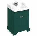 burlington 650 freestanding 2 door vanity unit with classic basin 1th matt green