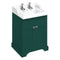 burlington 650 freestanding 2 door vanity unit with classic basin 2th matt green