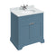 burlington 750 freestanding 2 door vanity unit with basin and carrara marble worktop blue