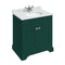 burlington 750 freestanding 2 door vanity unit with basin and carrara marble worktop matt green