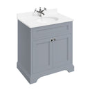 burlington 750 freestanding 2 door vanity unit with basin and white worktop classic grey