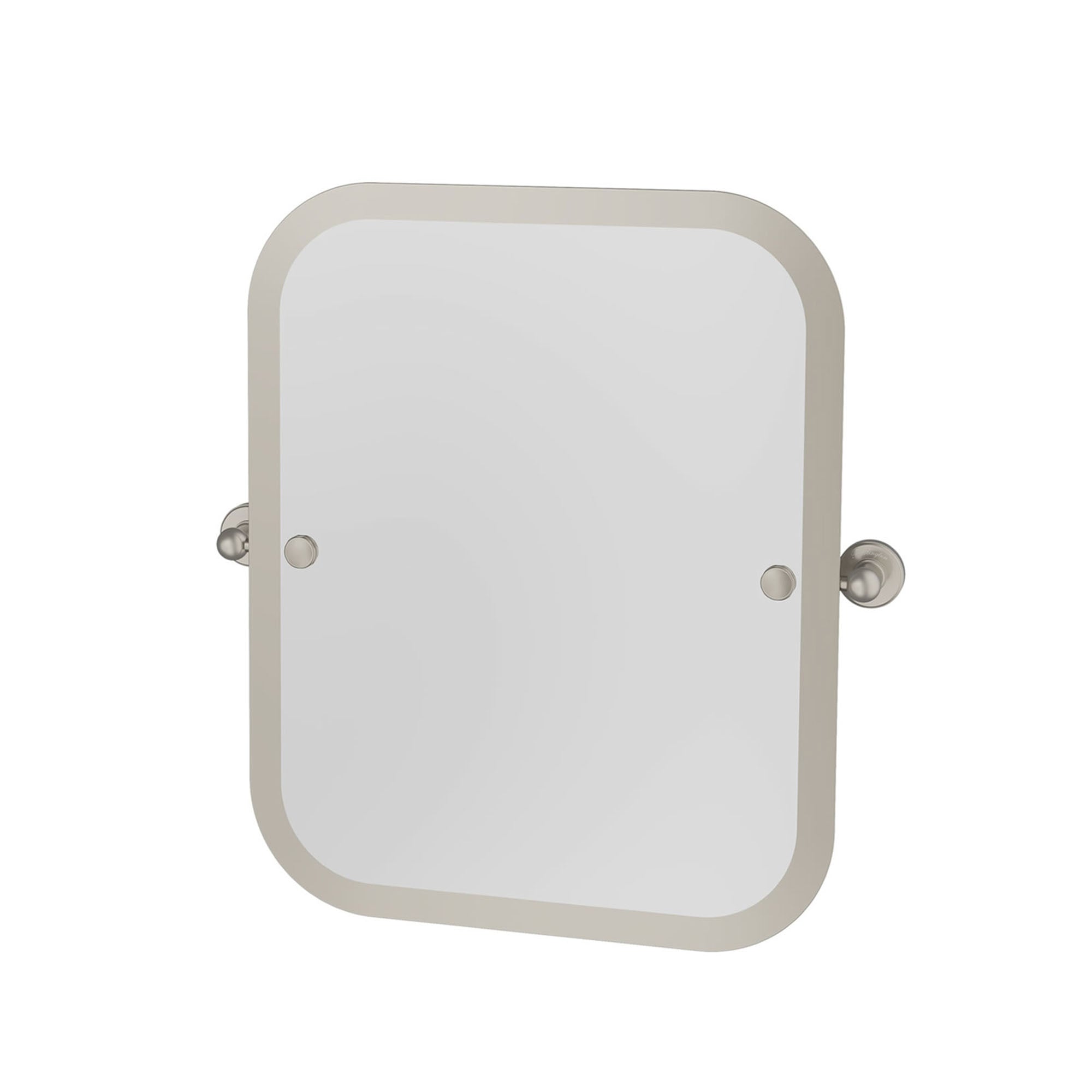 burlington arcade swivel mirror with curved corners 590mm brushed nickel