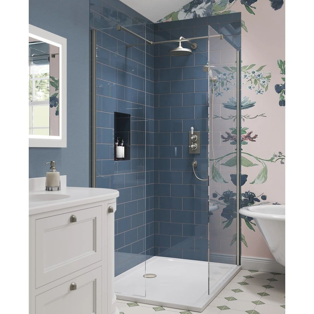 Burlington Wetroom Shower Screen in Brushed Nickel