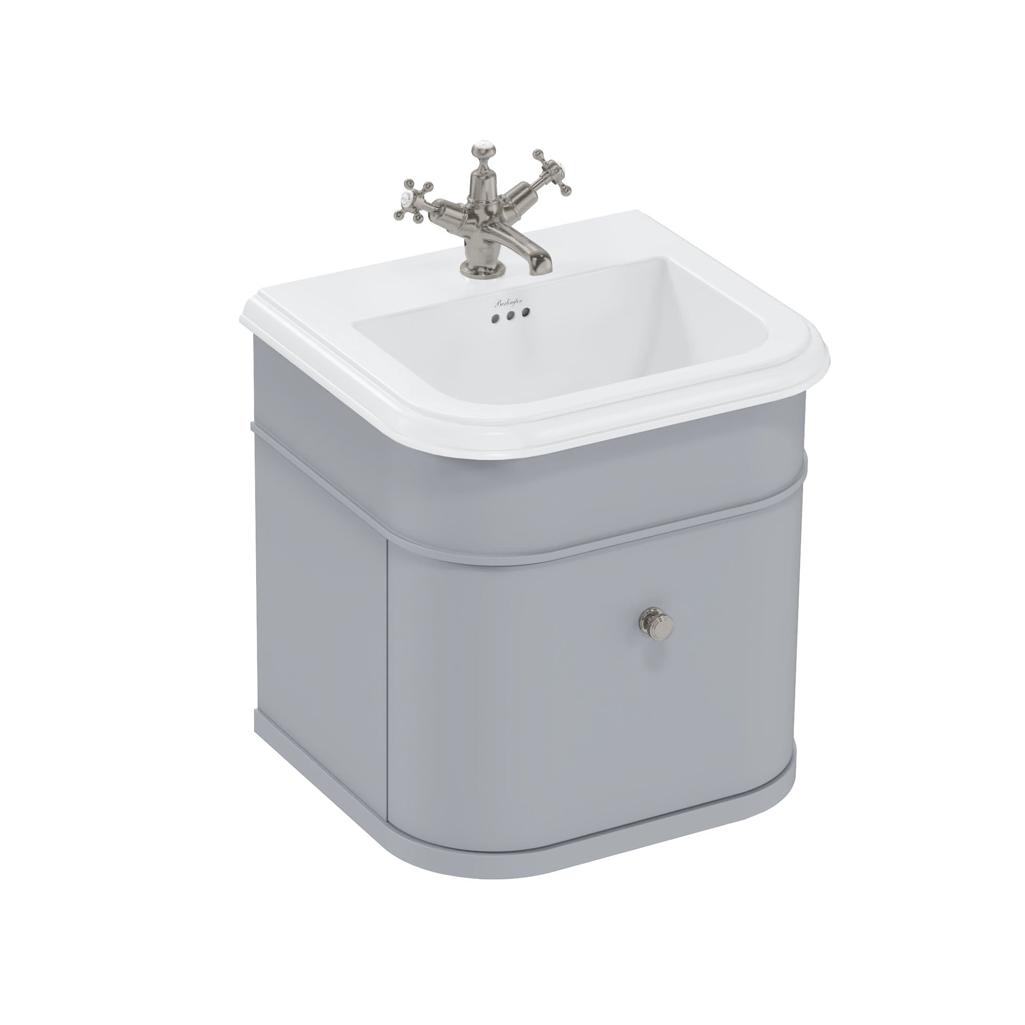 burlington chalfont 550mm wall mounted vanity with ceramic basin classic grey