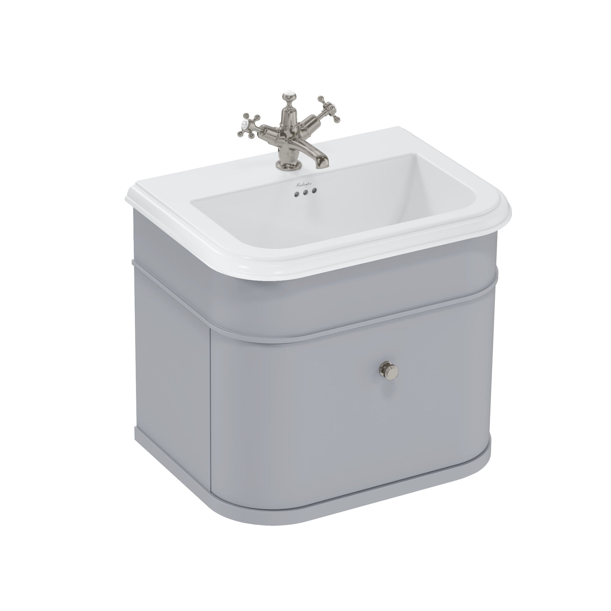 burlington chalfont 650mm wall mounted vanity with ceramic basin classic grey