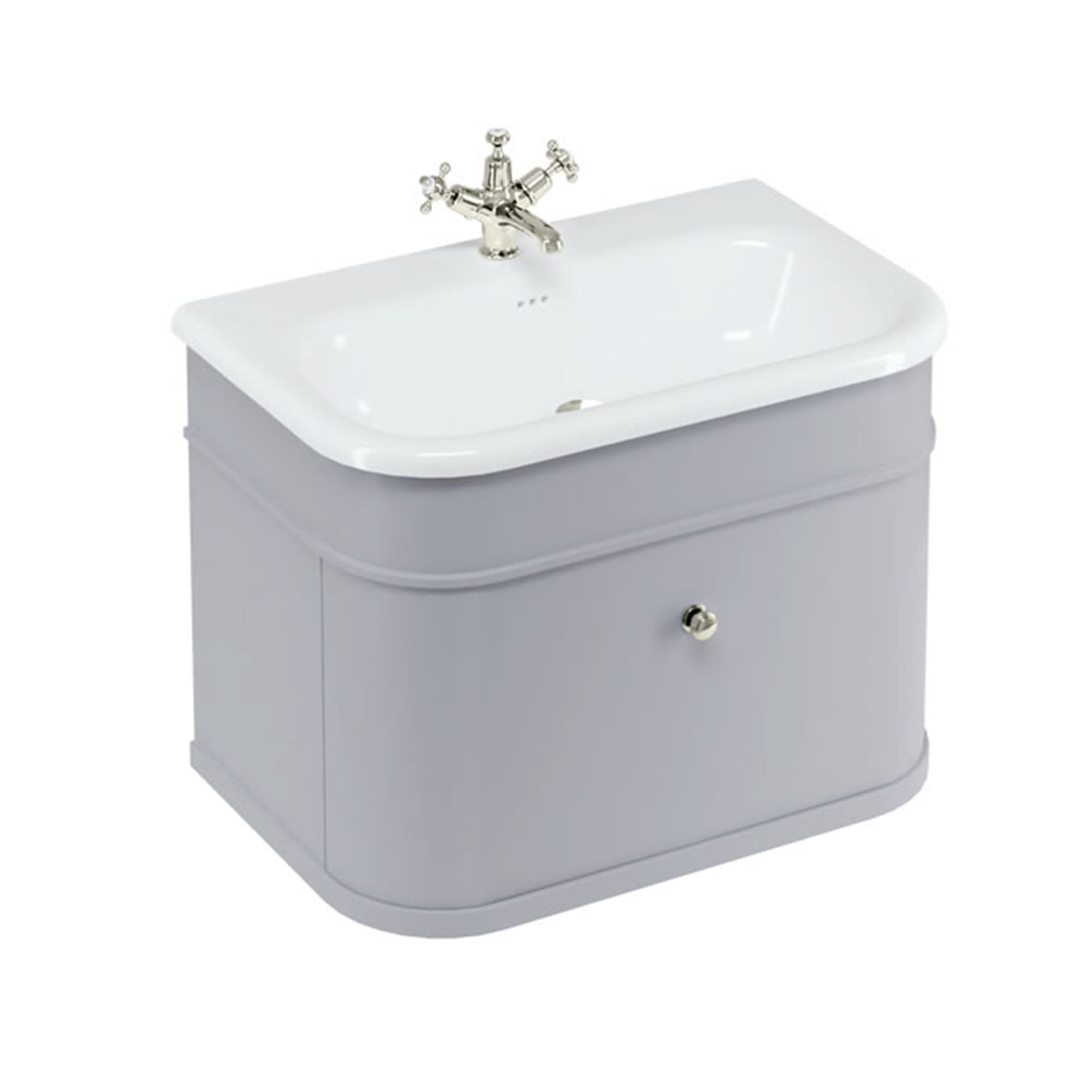burlington chalfont 750mm wall mounted vanity with roll top basin classic grey