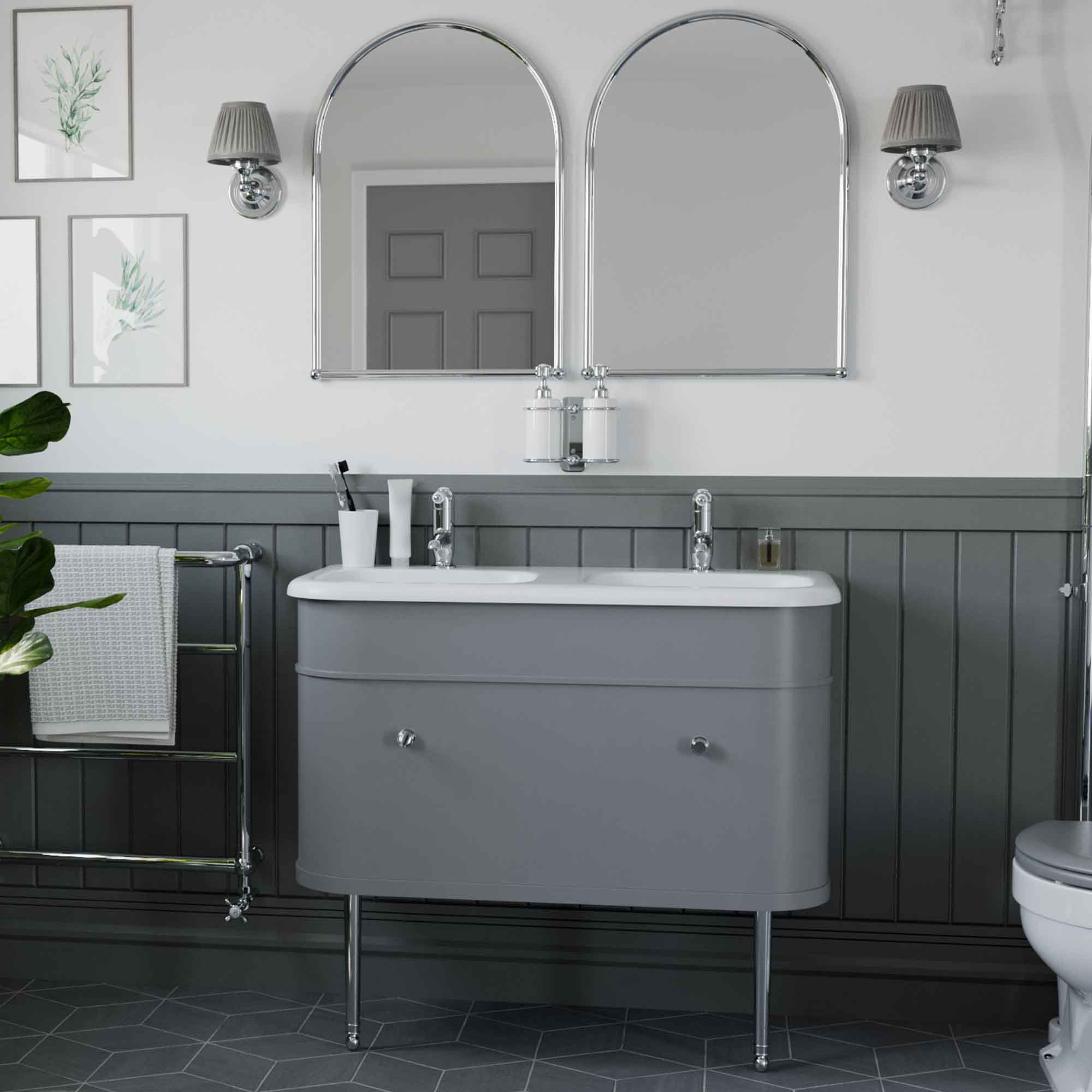 burlington chalfont 550mm wall mounted vanity with roll top basin classic grey
