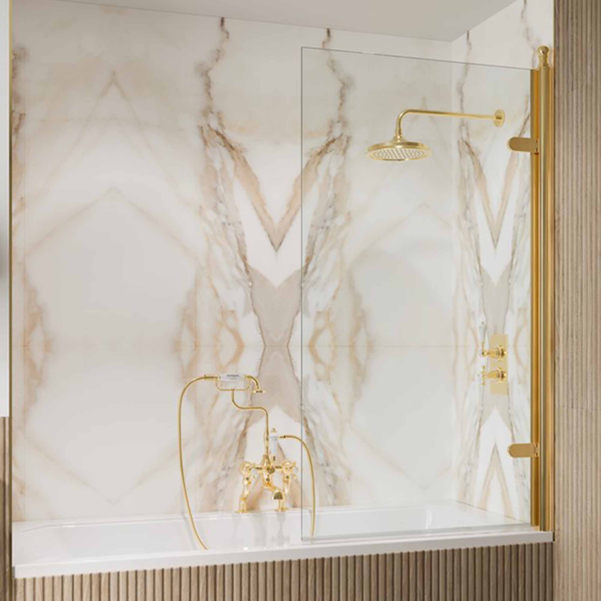 burlington classique hinged bath screen 1850 finial gold