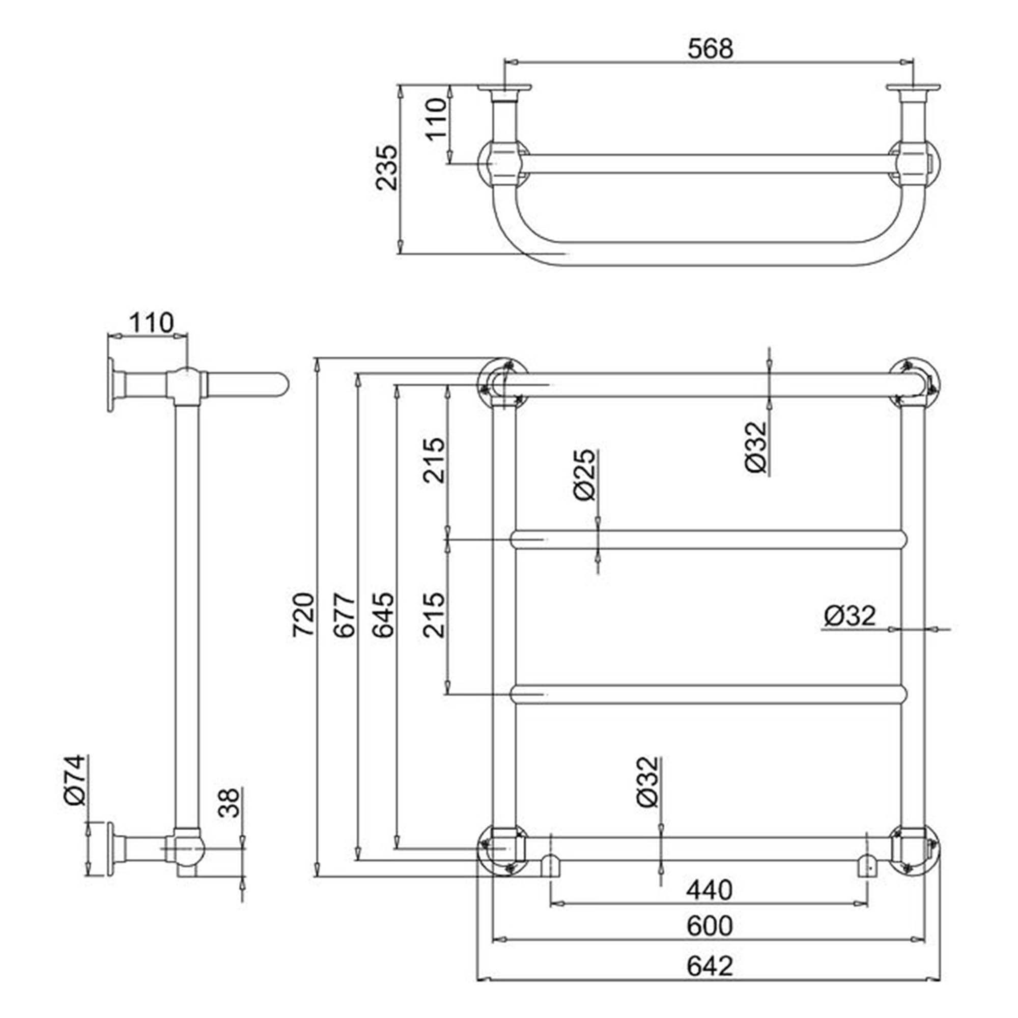 burlington cleaver radiator traditional 600x677mm dimensions