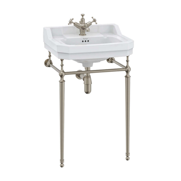 burlington edwardian 560 white rectangular basin with washstand brushed nickel