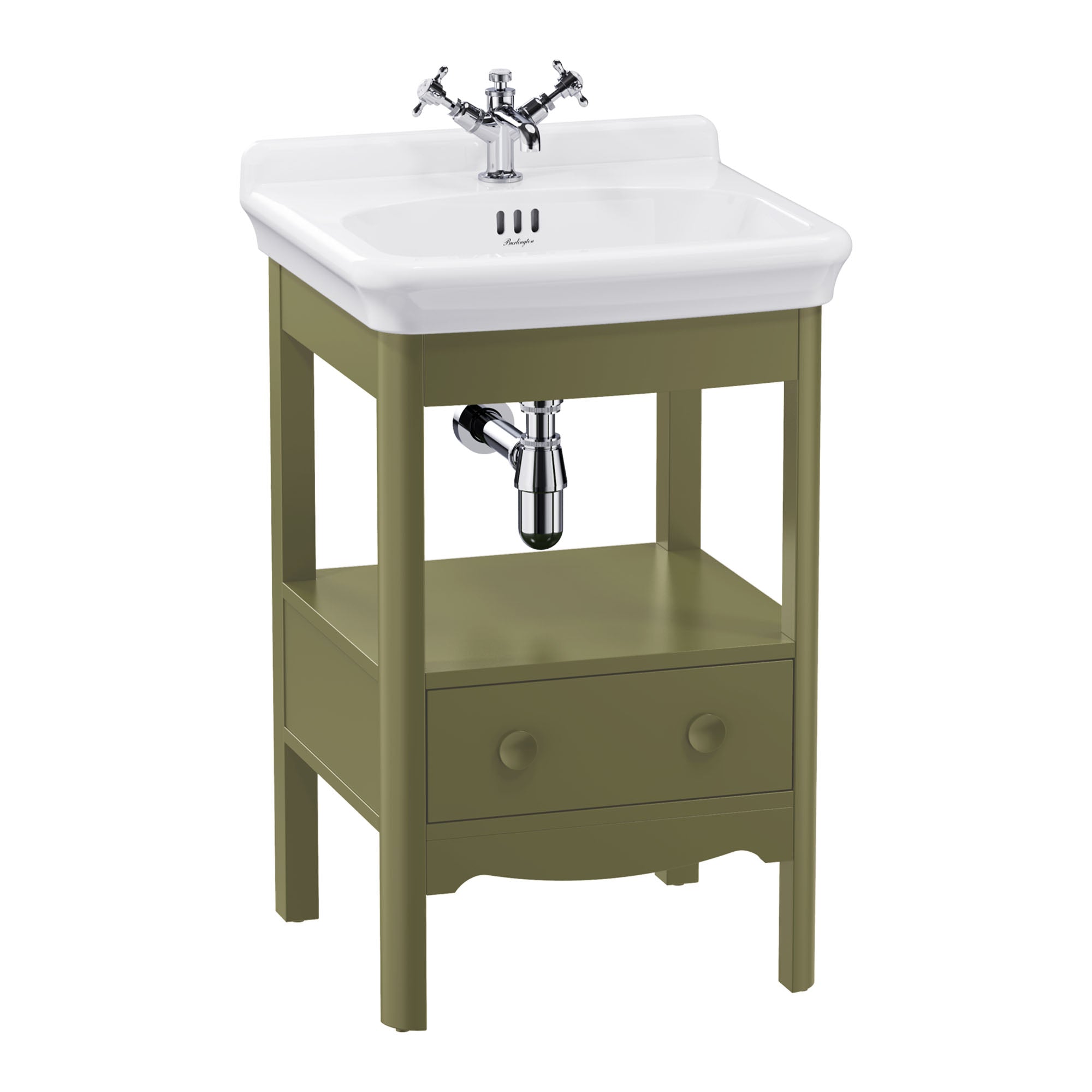 burlington guild 560 floorstanding single drawer vanity unit washbasin carlyle green