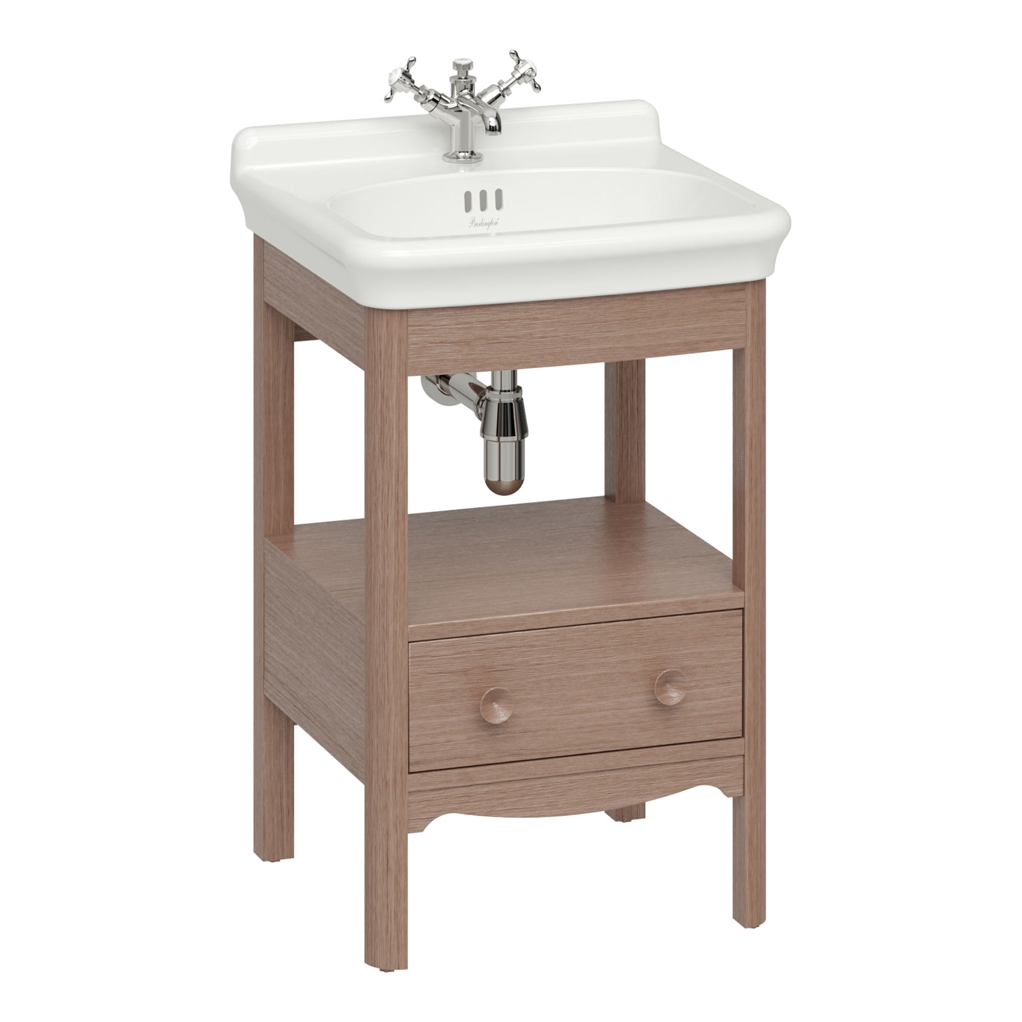 burlington guild 560 floorstanding single drawer vanity unit washbasin dark oak